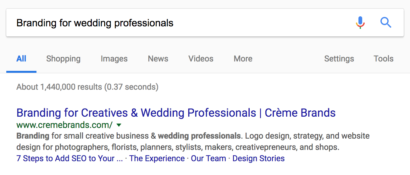 site title appearance in Google search results