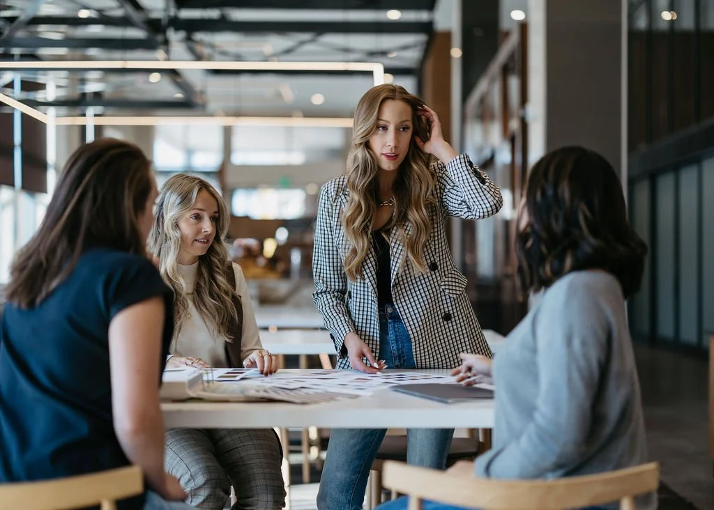 brand designers meeting around a table