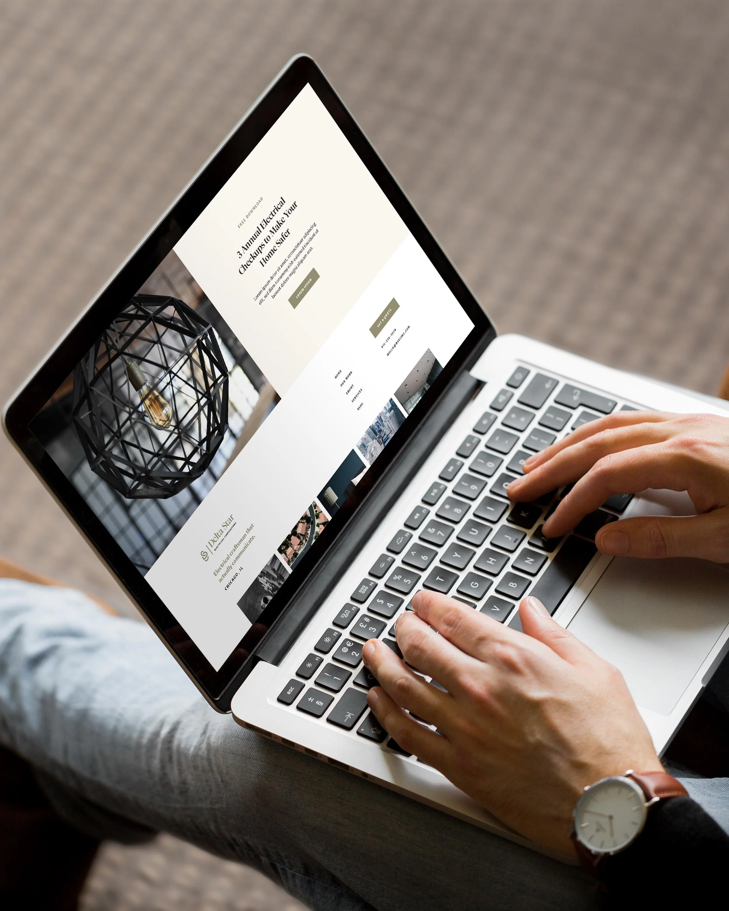 laptop displaying the Delta Star website footer