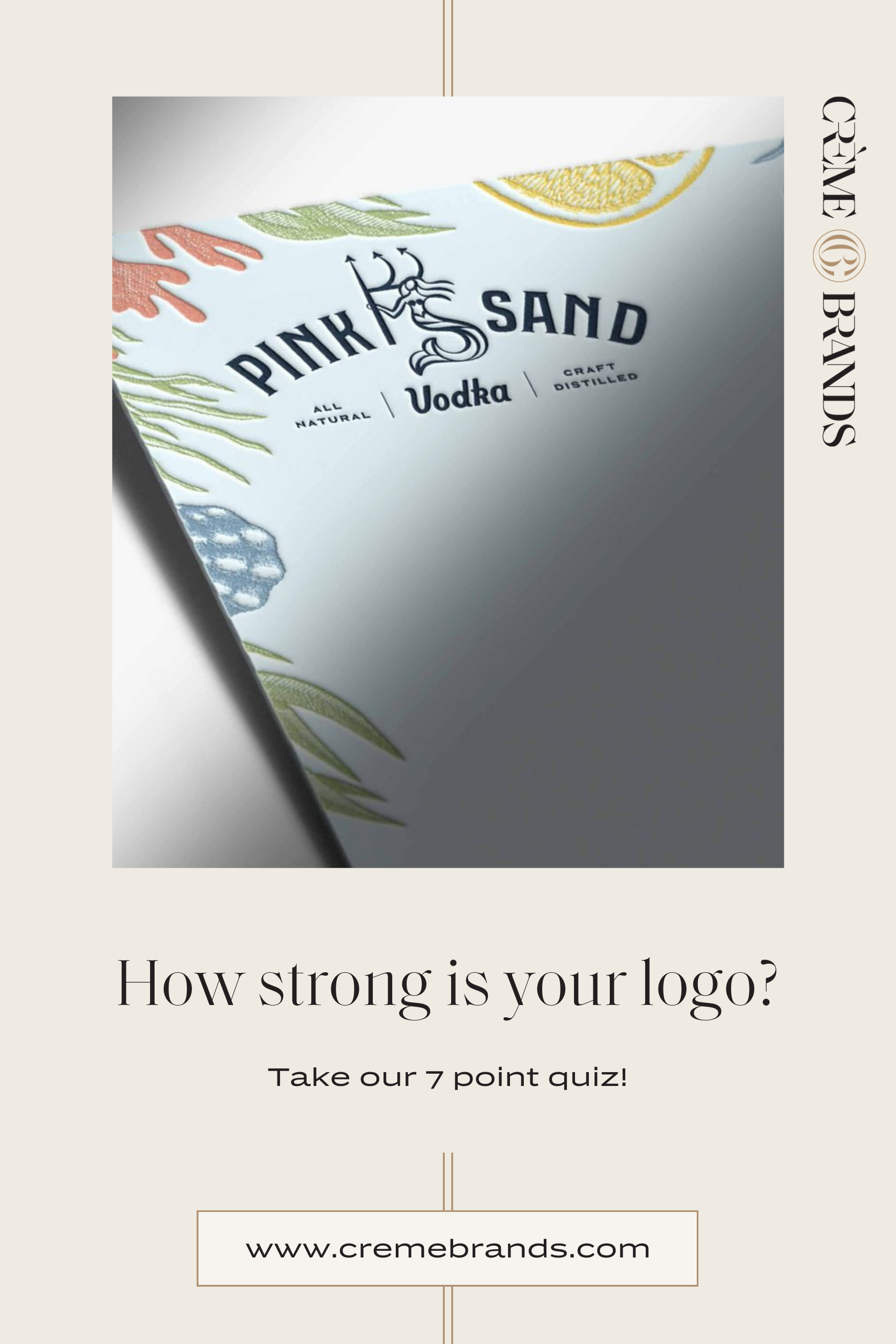 Pink Sand logo embossed on cardstock