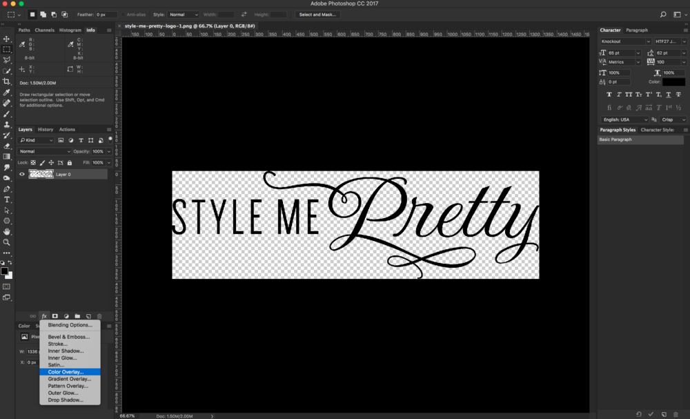 Style Me Pretty logo in Photoshop