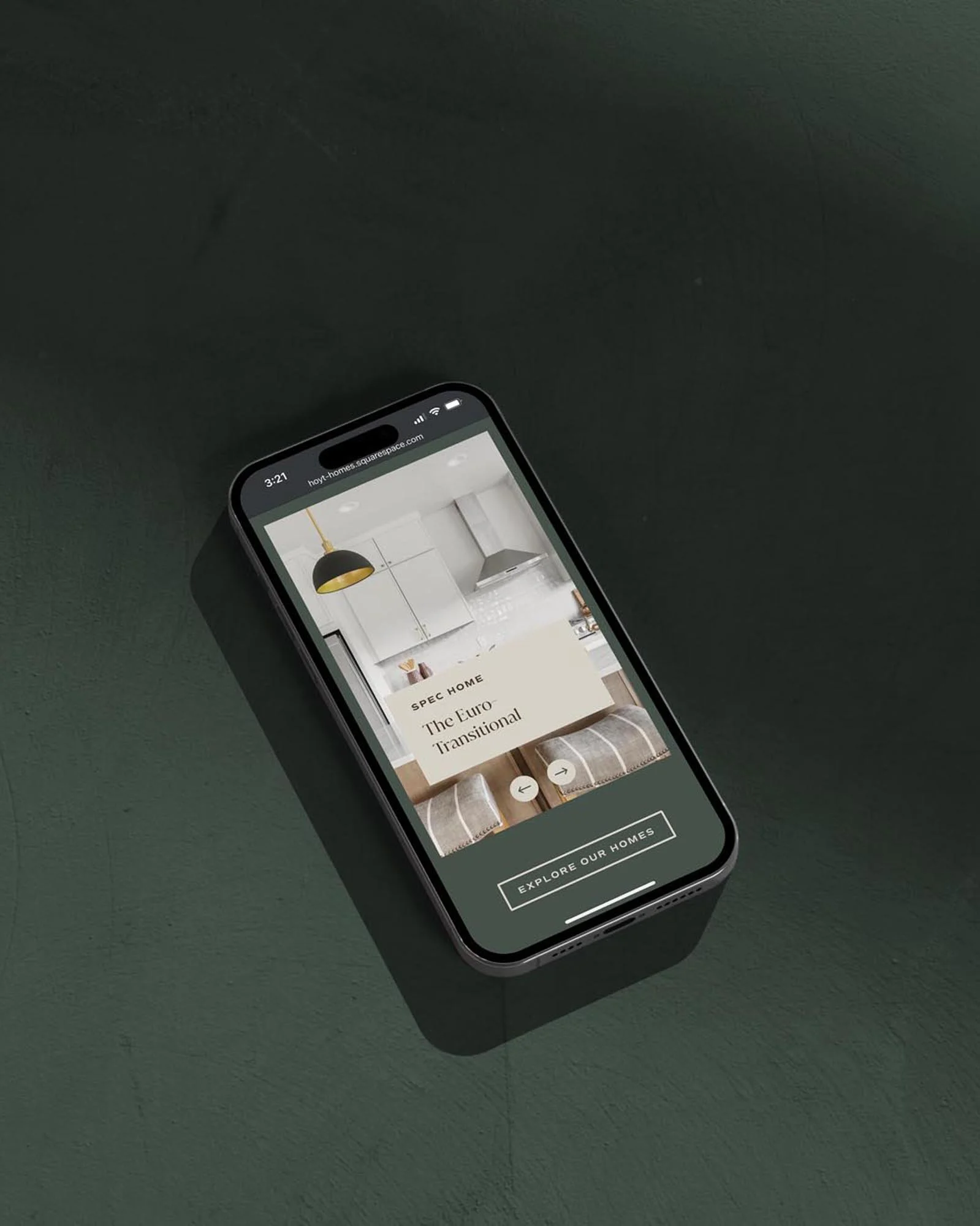 hoyt homes website design on a mobile phone