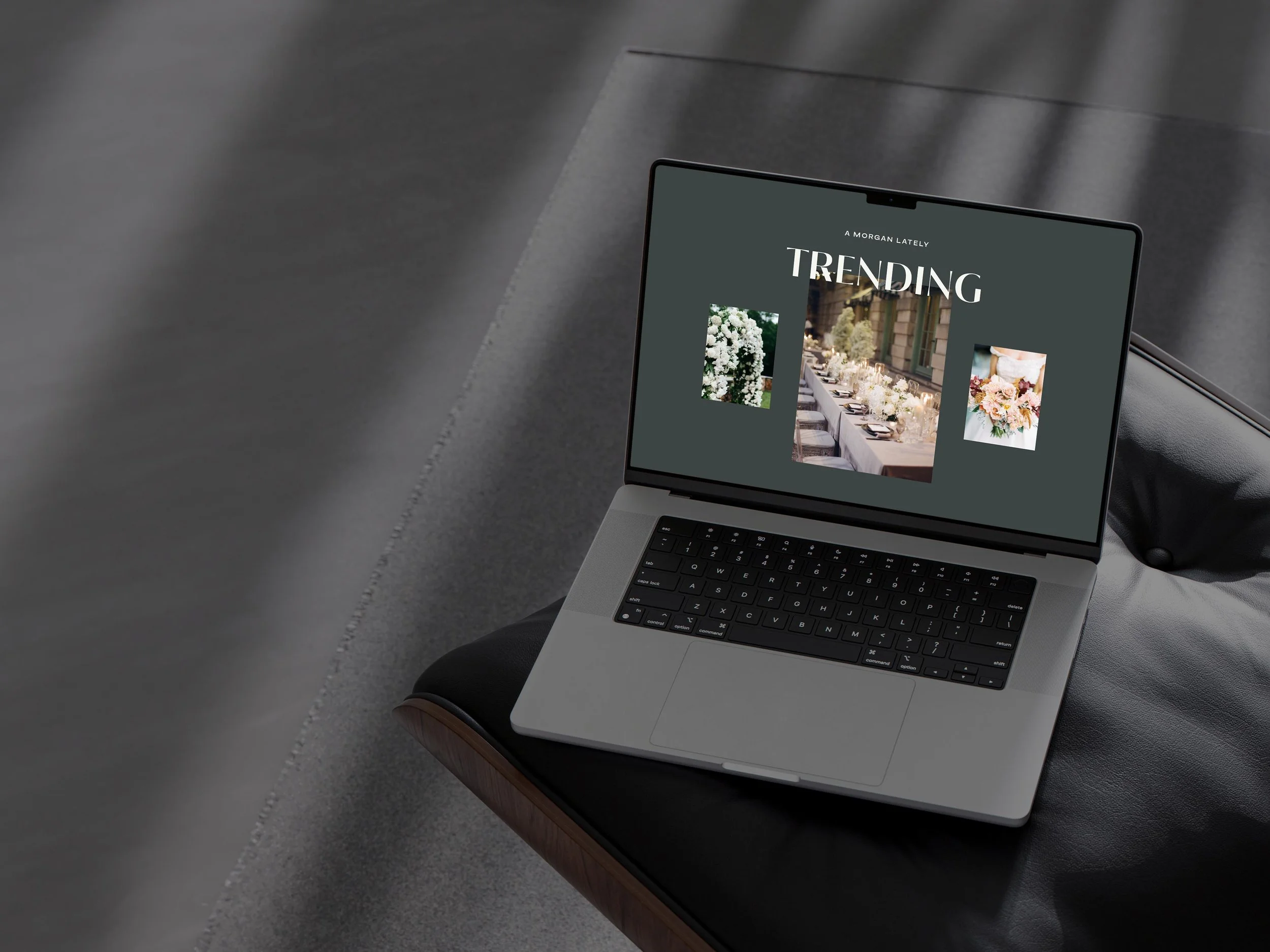 laptop displaying the A Morgan Floral Design website homepage