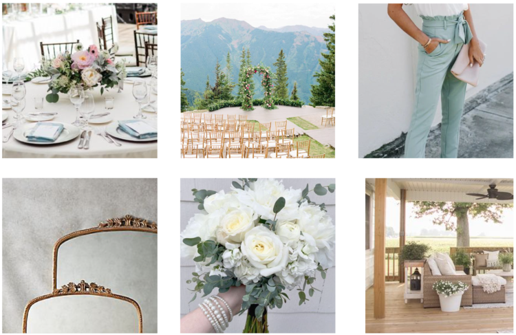 romantic moodboard with florals, wedding decor, and feminine interior design details