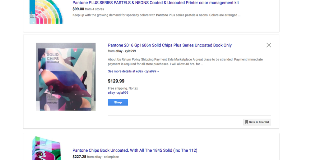 Pantone color books on Ebay