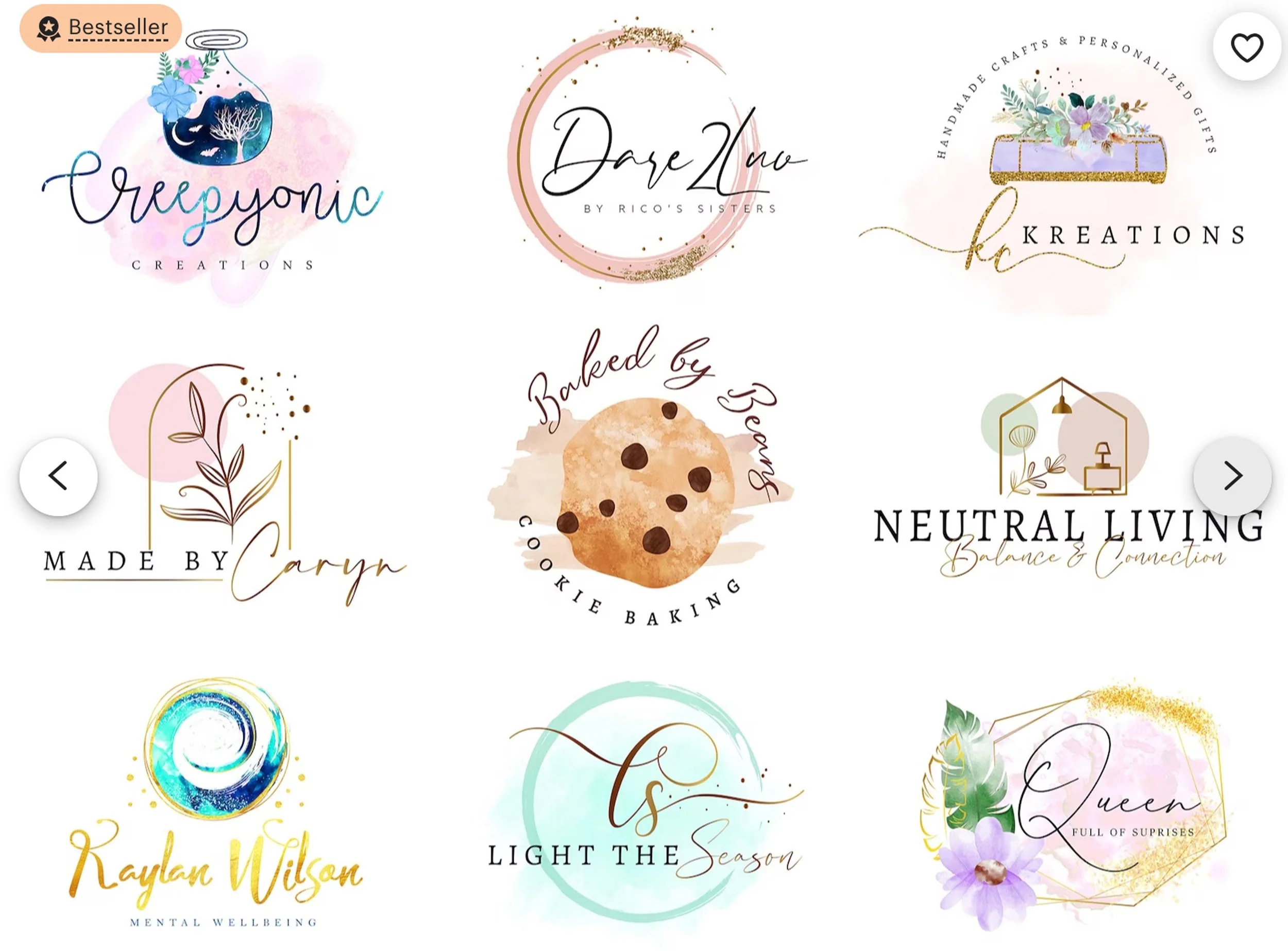 logos for sale on Etsy