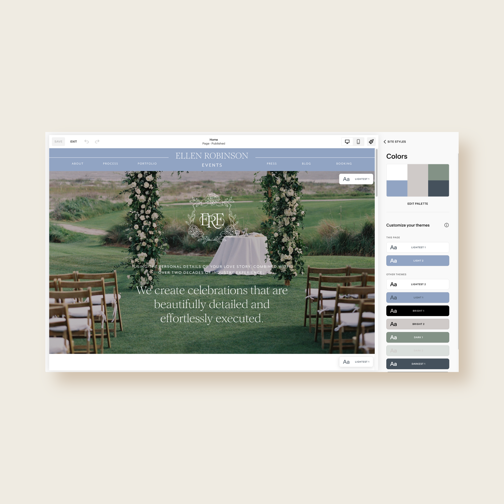 Ellen Robinson Events’ website backend