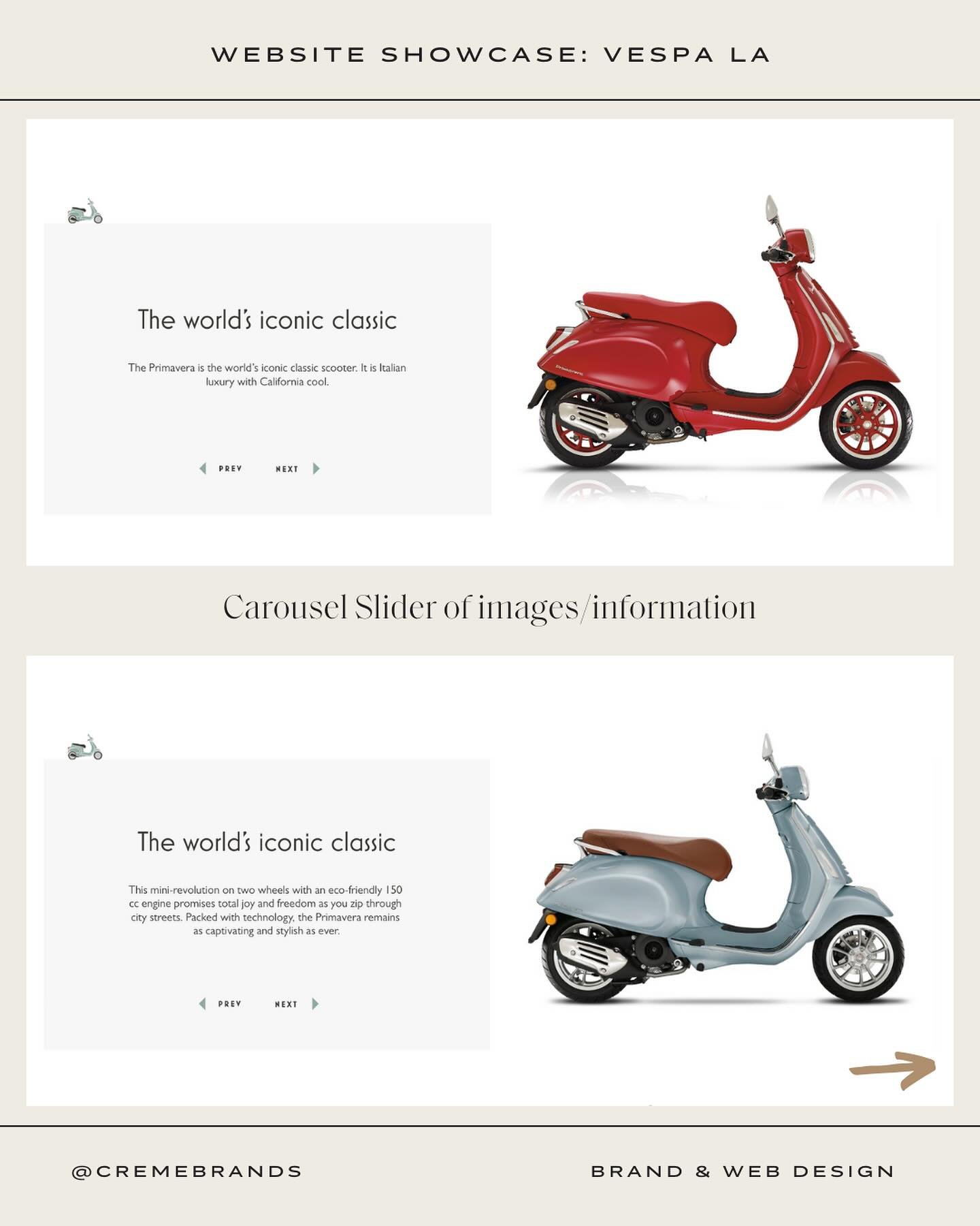 Vespa LA product carousels