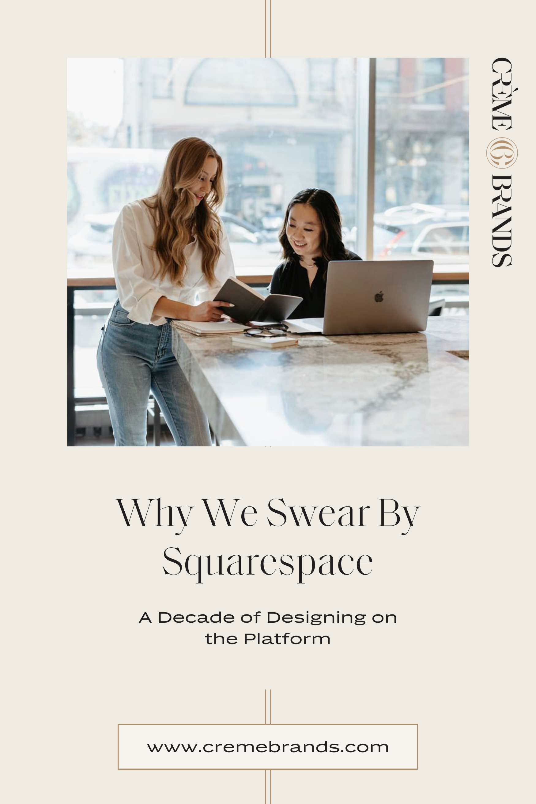 Creme Brands website development team working around a table