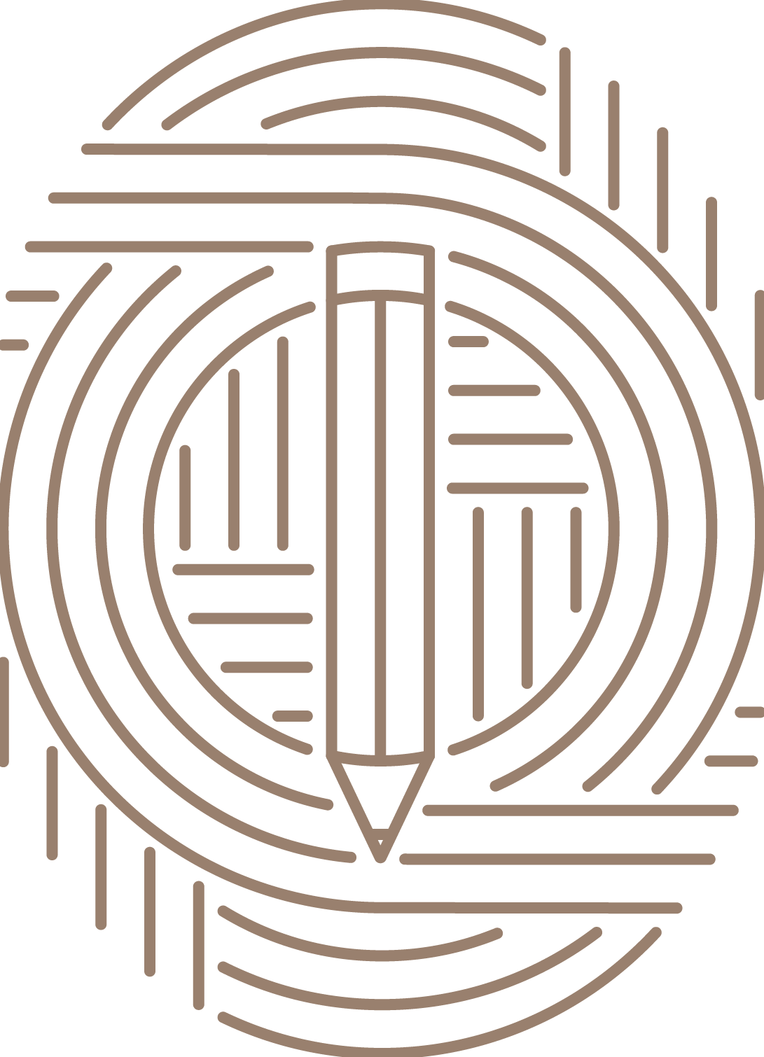 thumbprint icon with pencil in the center