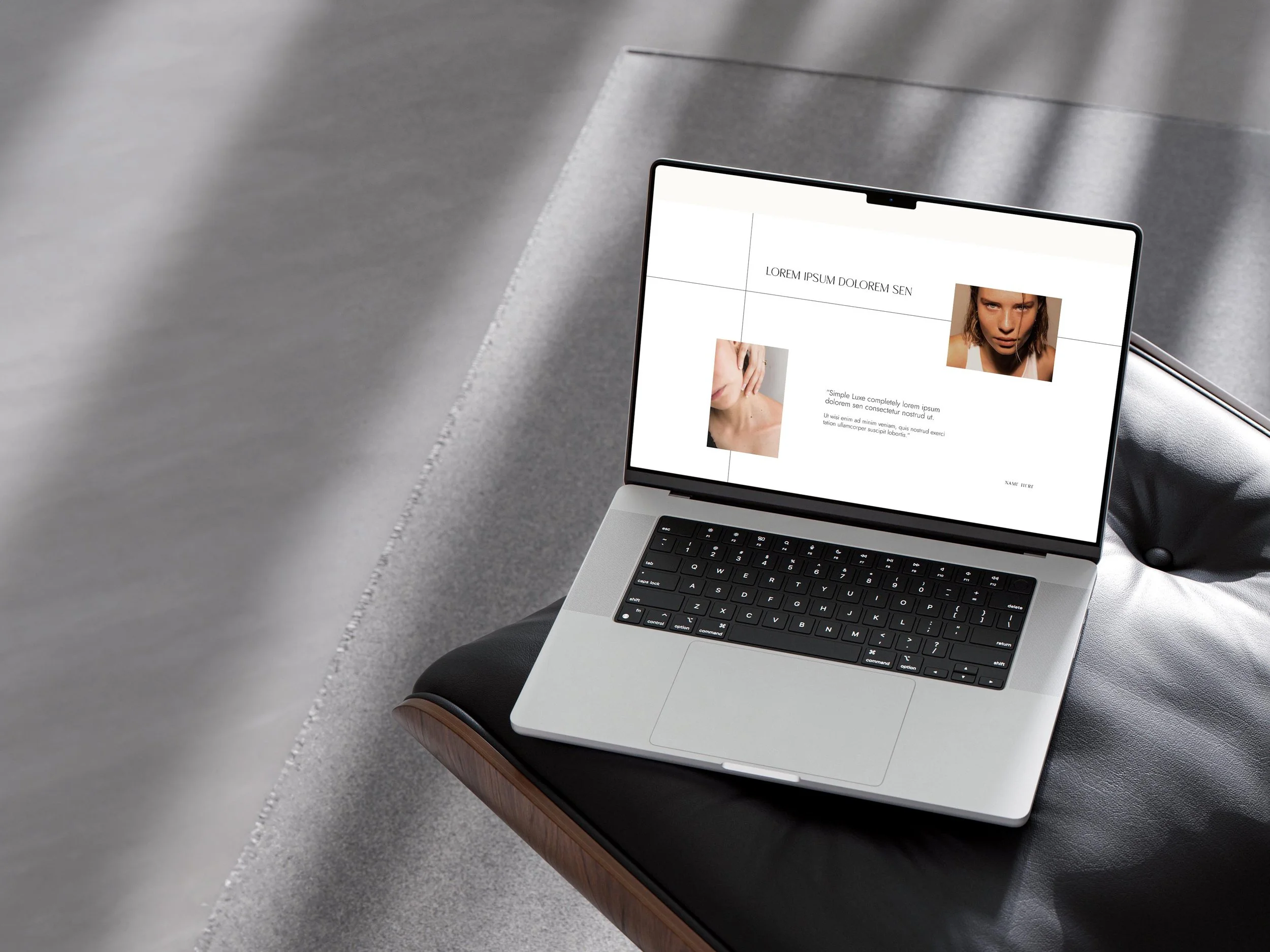 testimonial section layout on laptop