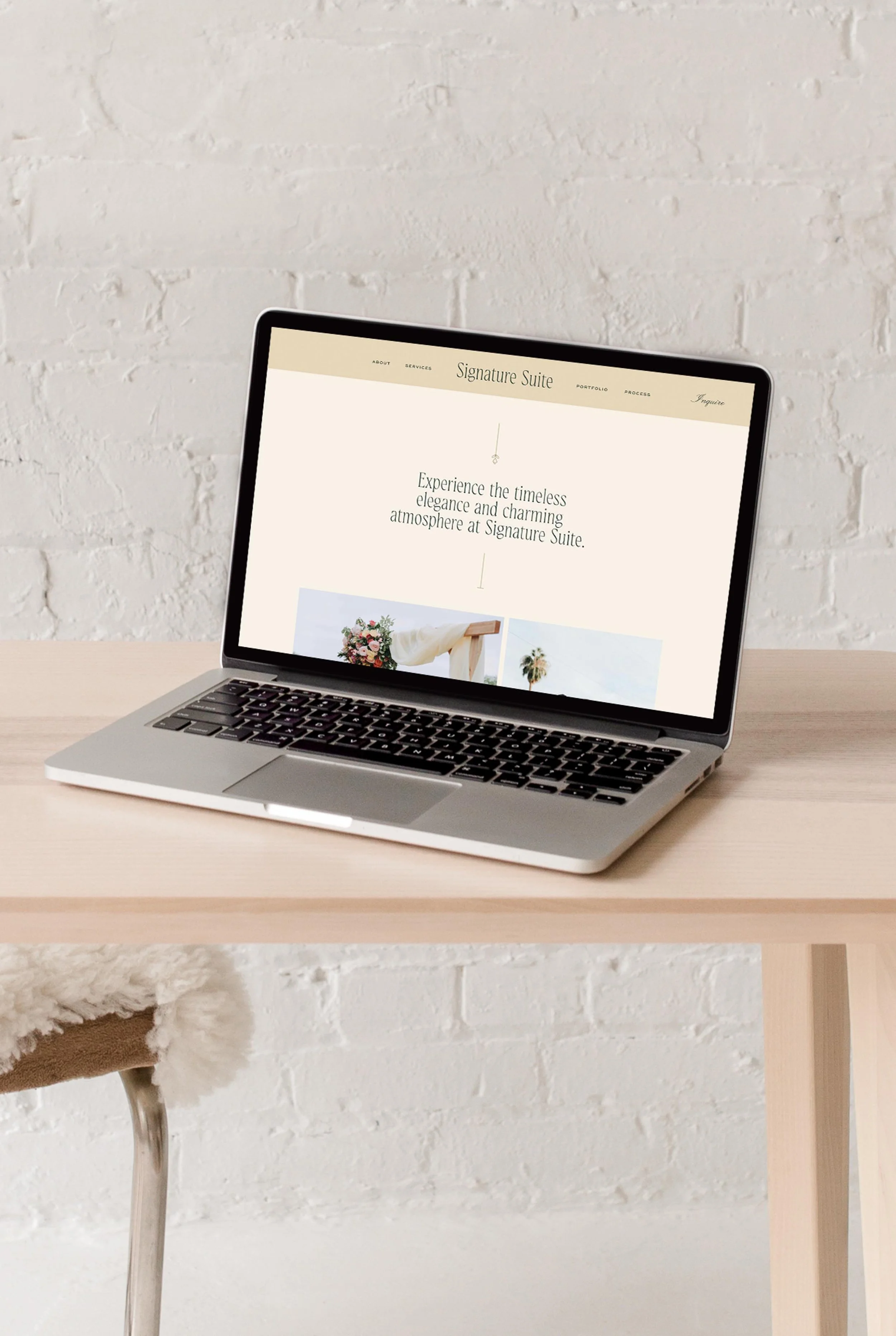 homepage hero section, mocked up on a laptop