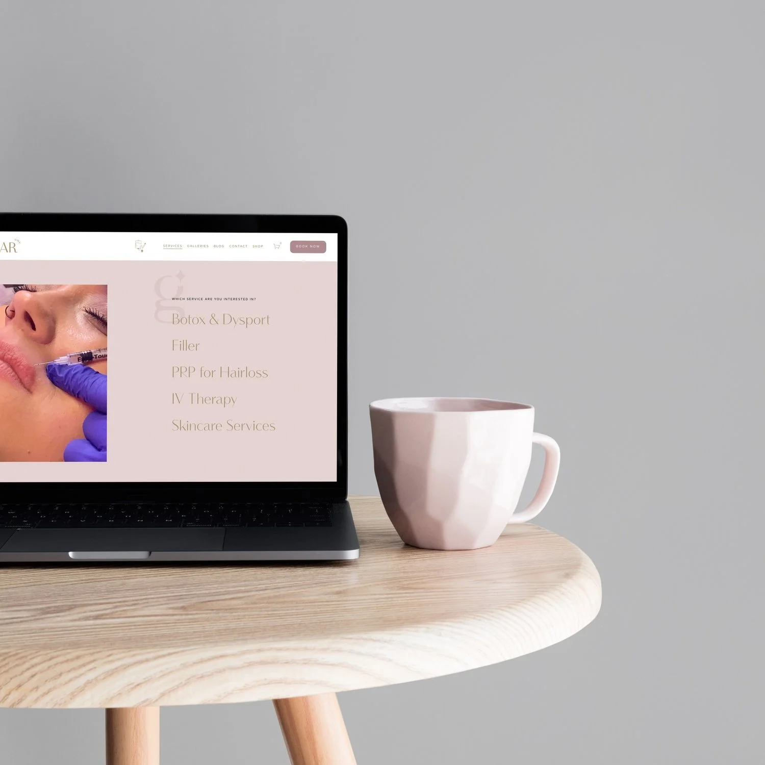 laptop showing the Glow Bar website homepage