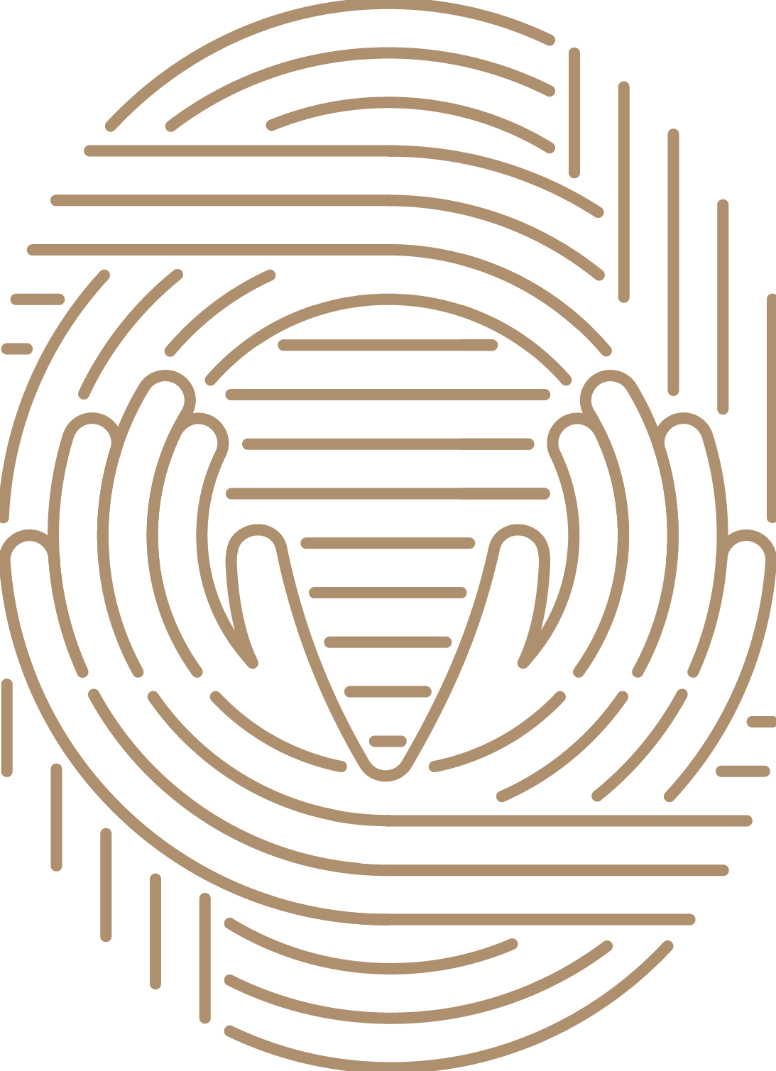 thumbprint icon with two hands in the center