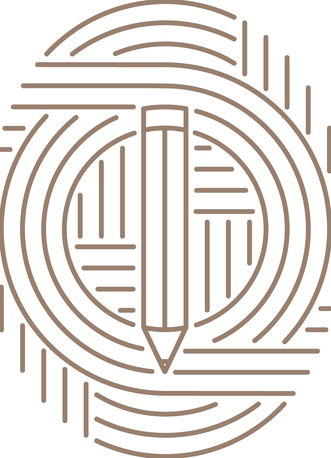 thumbprint icon with pencil in the center