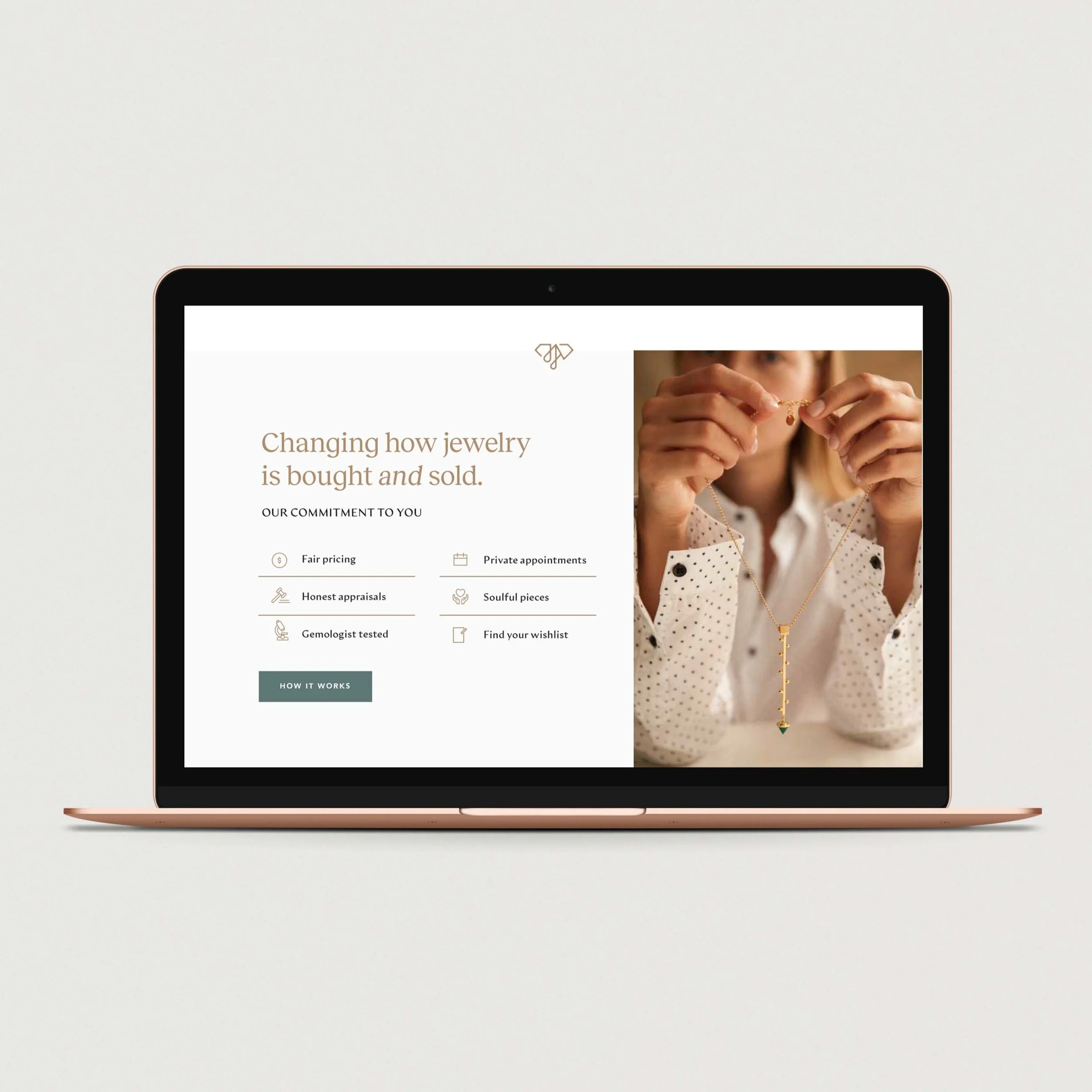 laptop displaying the Jewelry Authority website homepage