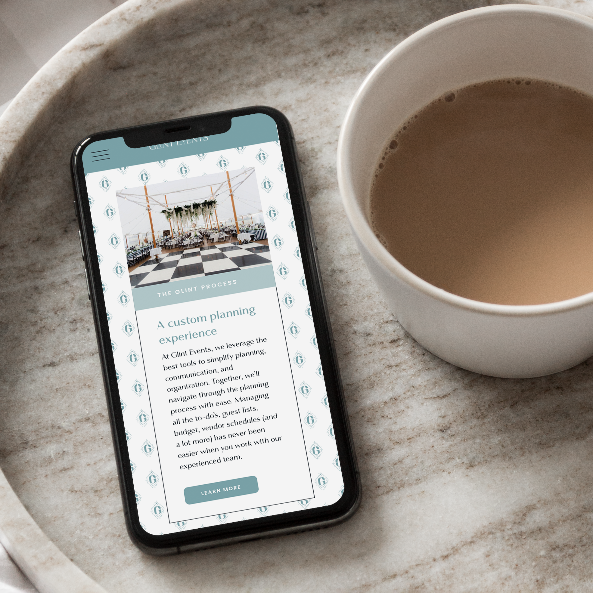 iPhone showing the Glint Events process page