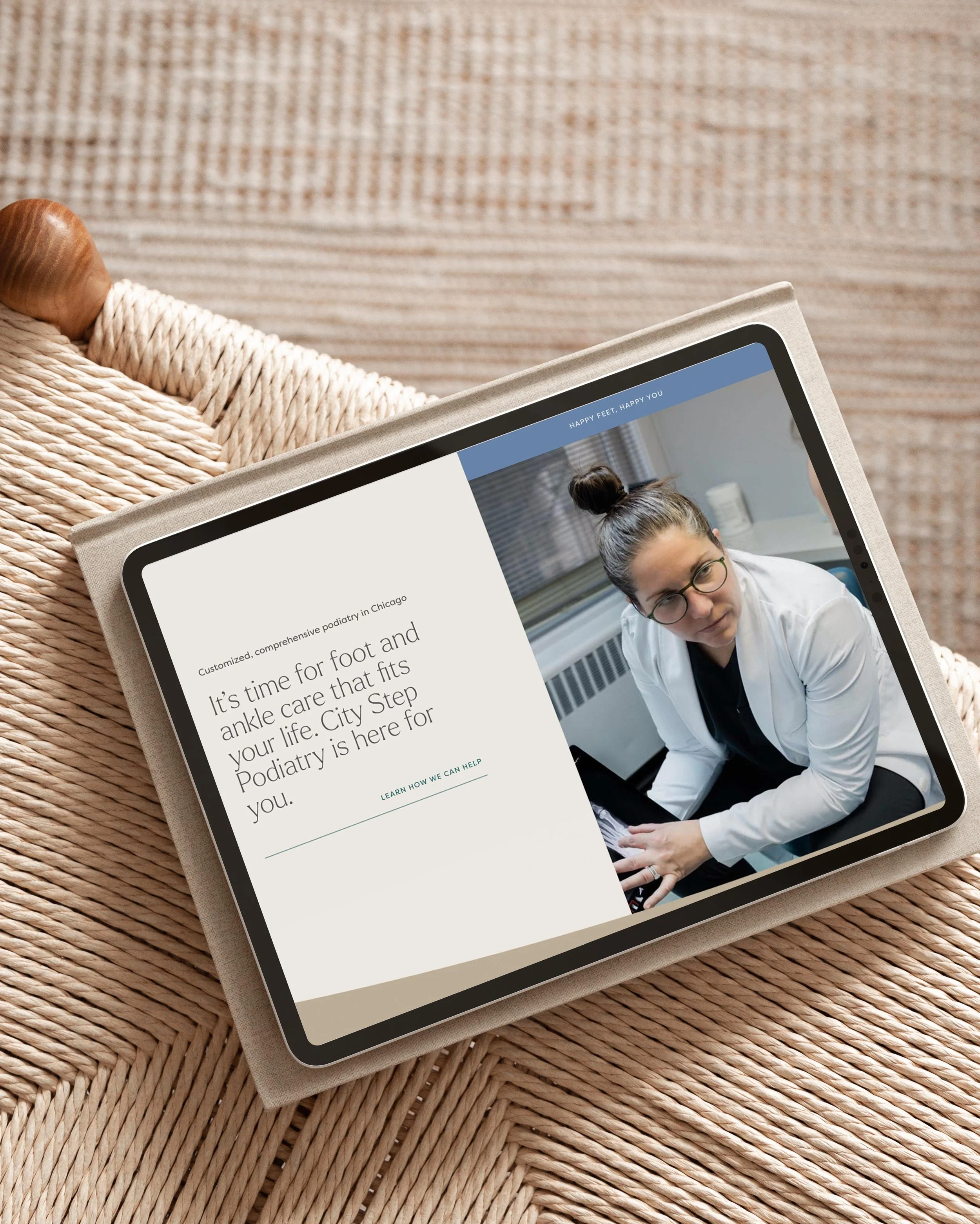 City Step Podiatry Office website design on a tablet