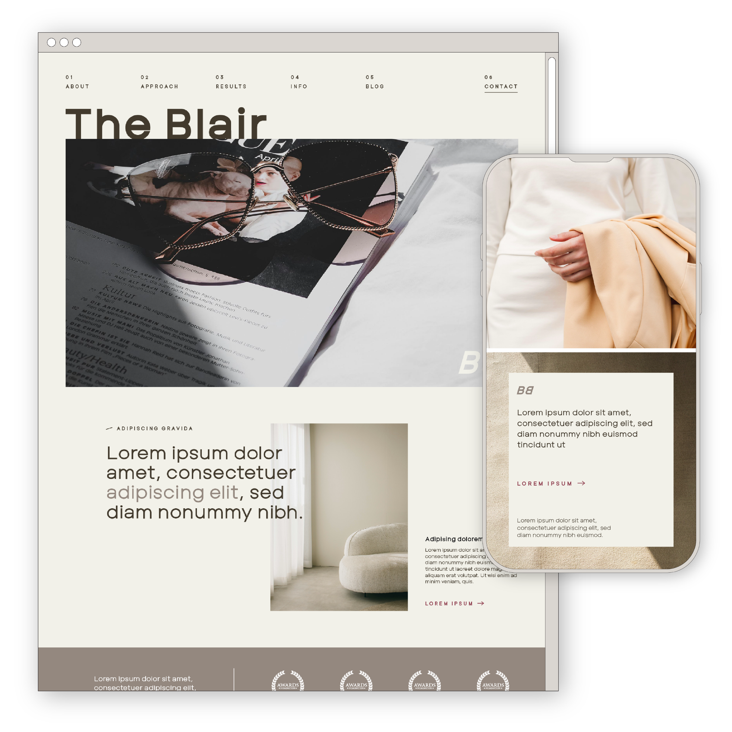 The Blair website design desktop and mobile versions