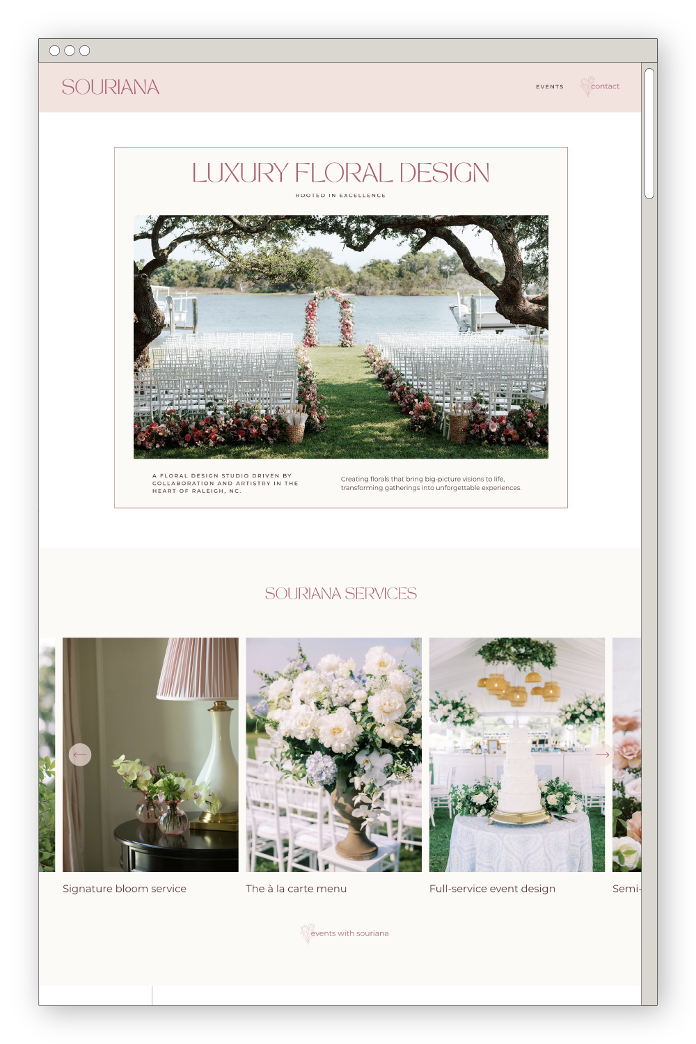 Souriana Florist website design homepage