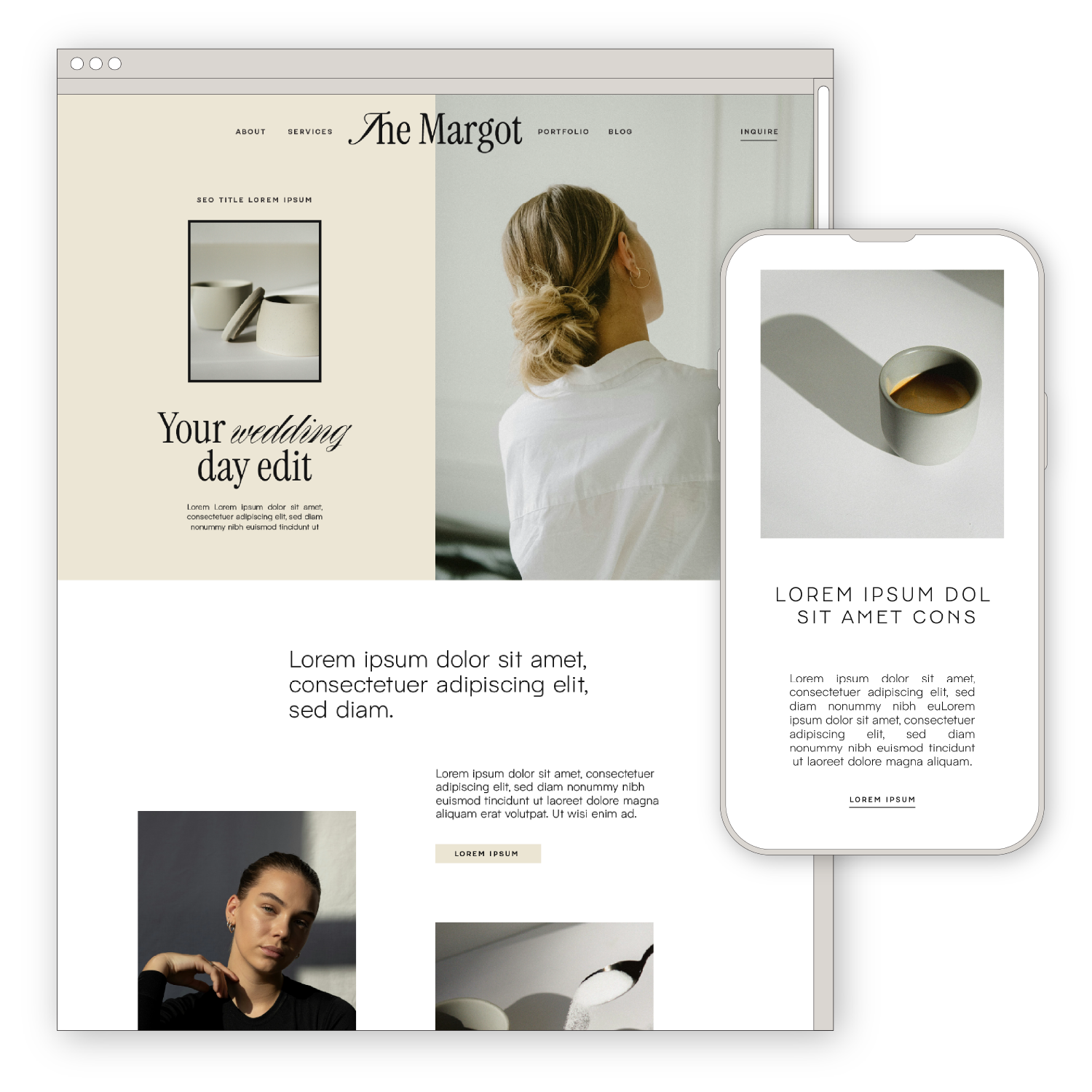 The Margot website design desktop and mobile versions