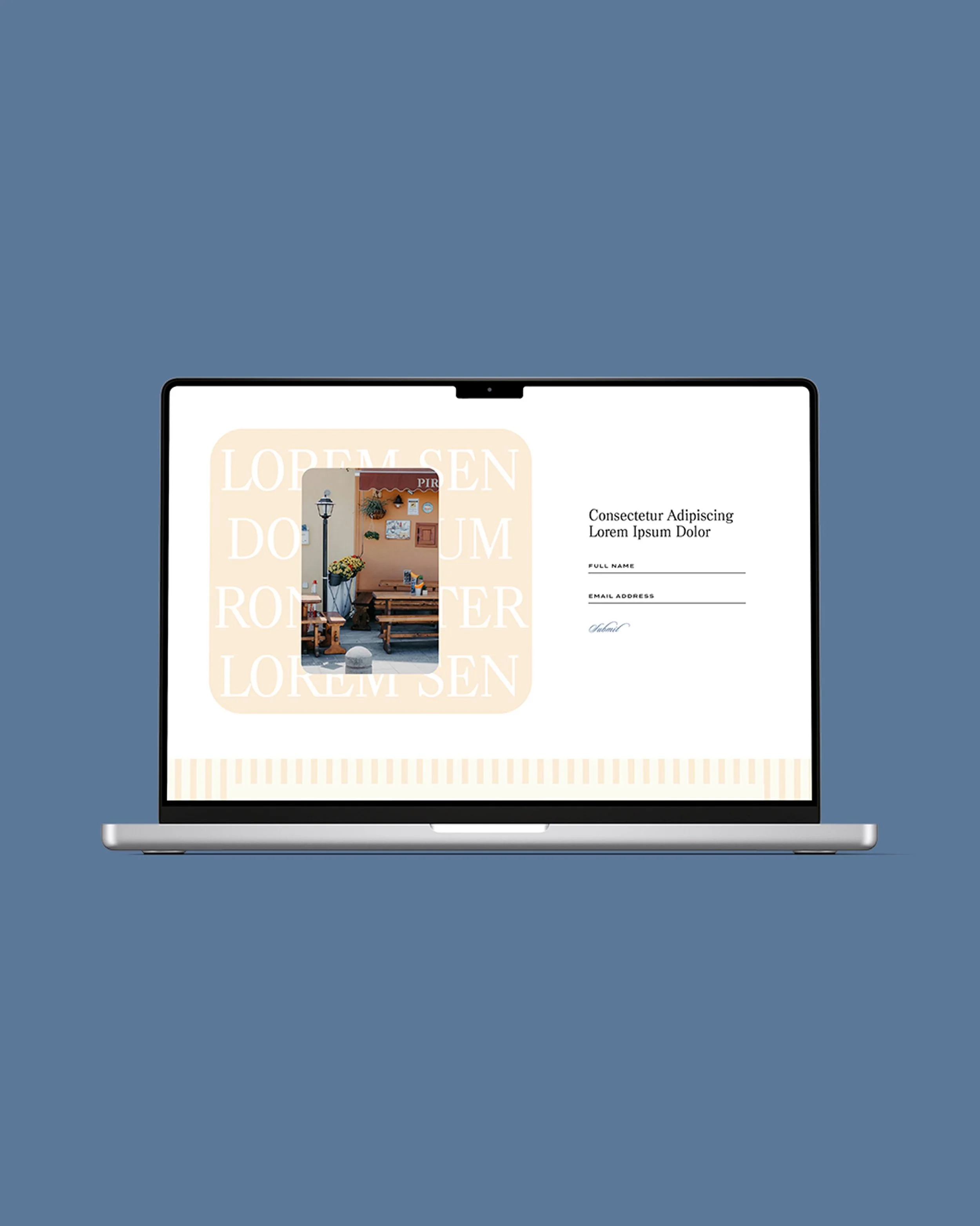 laptop displaying the newsletter signup section of the website design
