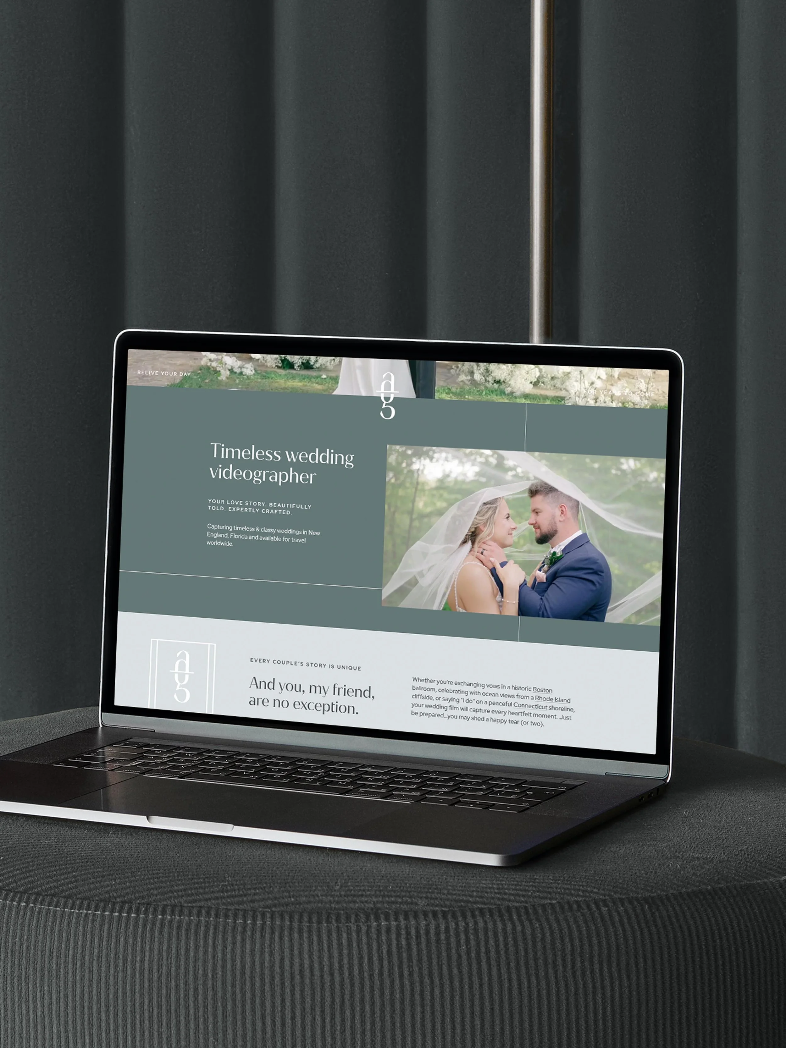 laptop display the Adam Gorham films website homepage