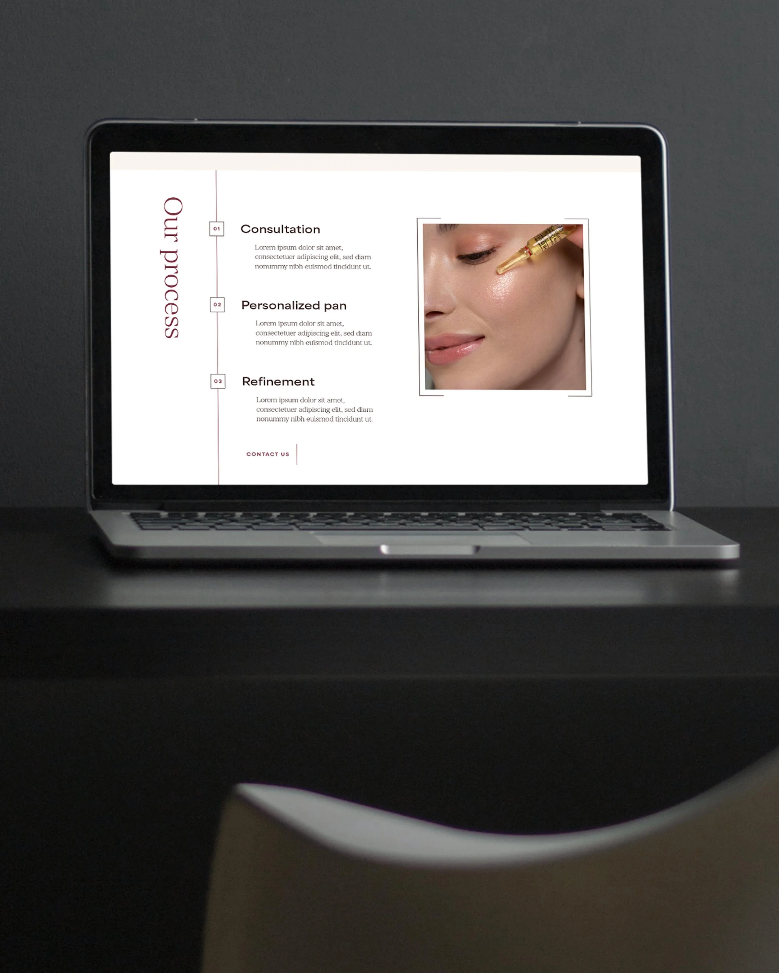 laptop displaying the process section of the website design