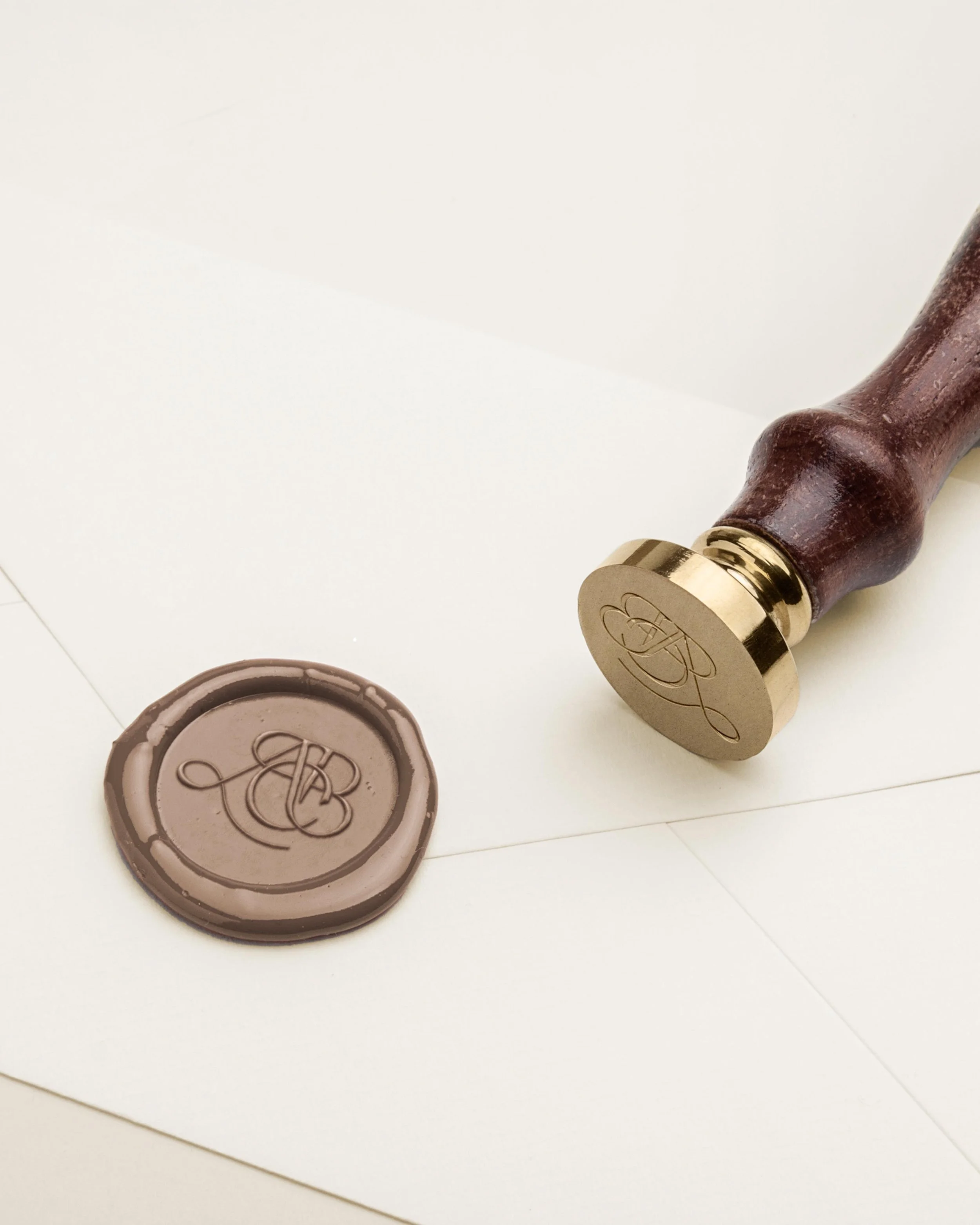 wax seal stamped with the A Charleston Bride logo