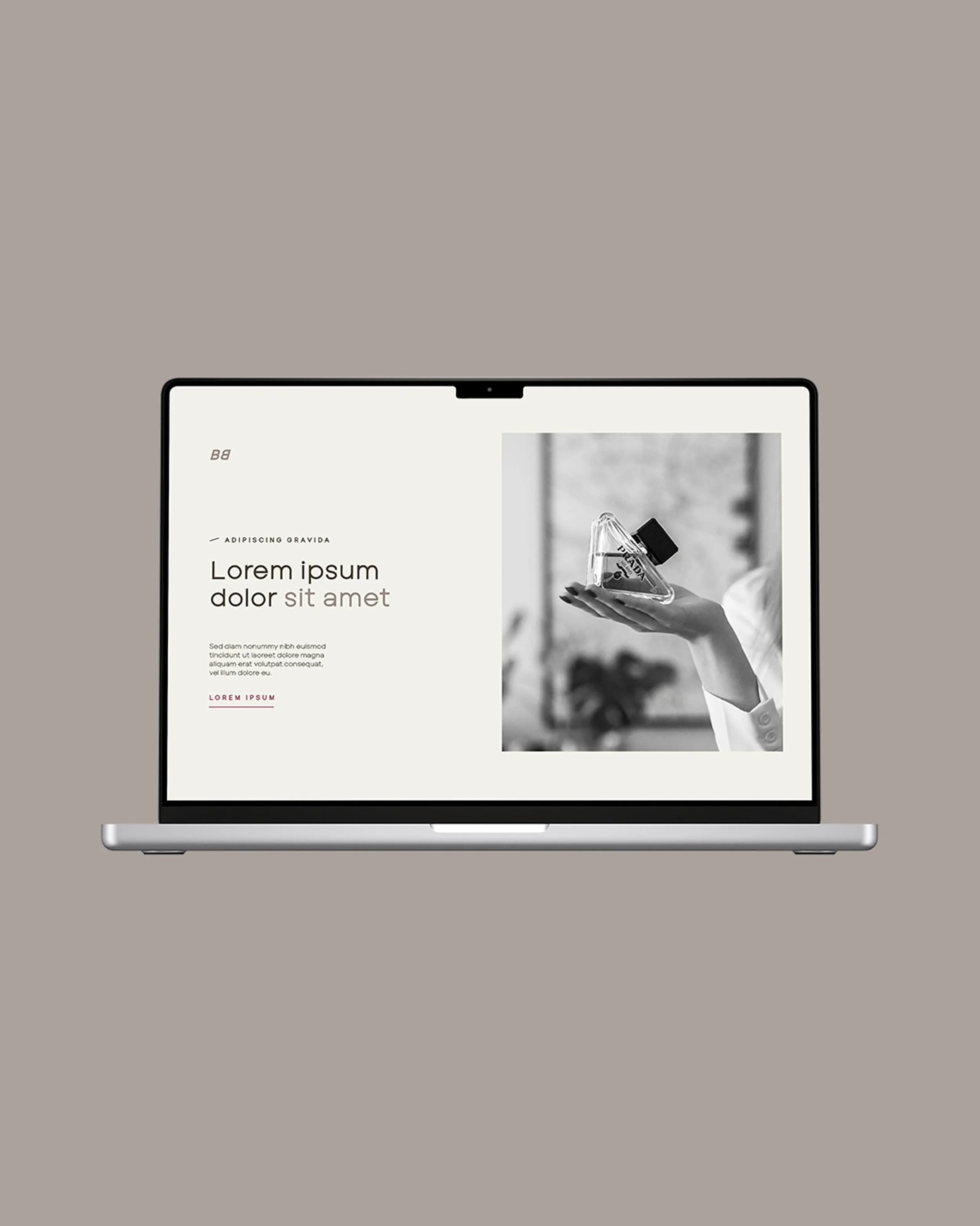 laptop displaying a side-by-side text and image layout from The Blair website design