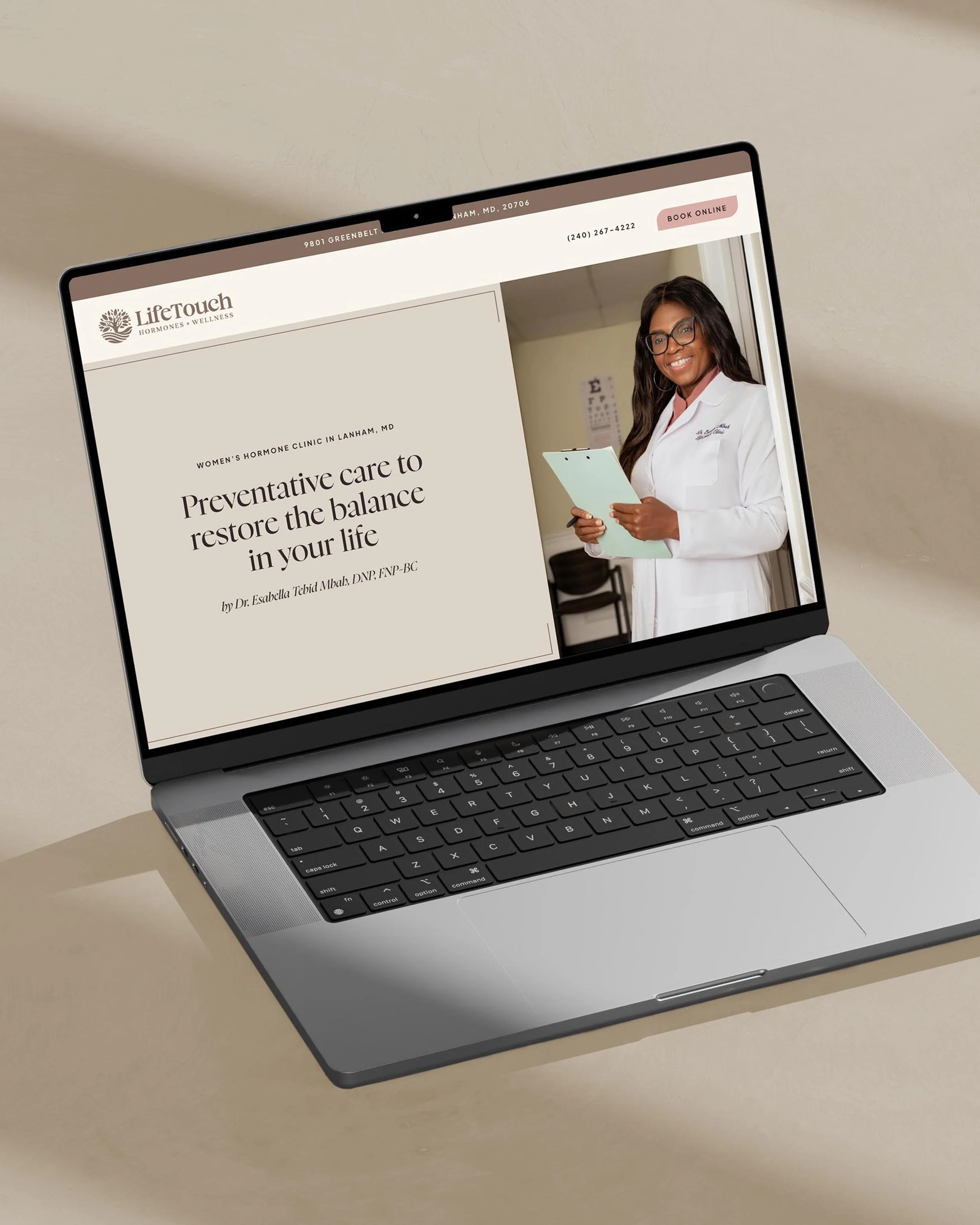 laptop displaying LifeTouch Hormones + Wellness' website homepage