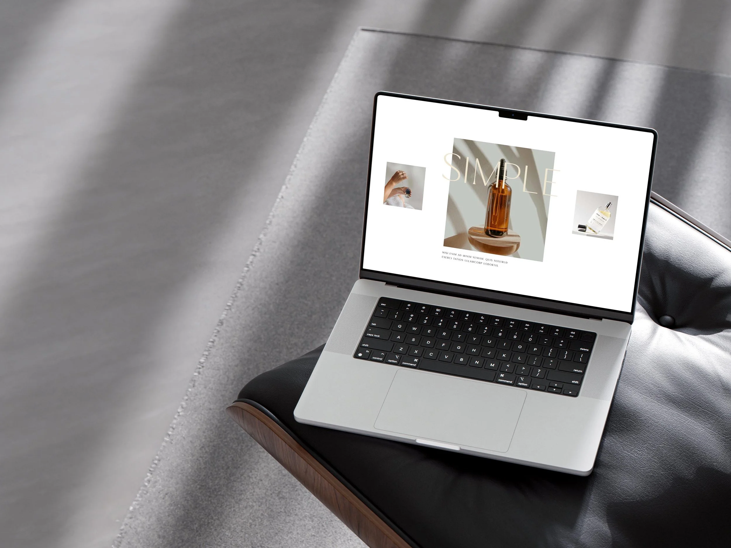 editorial layout for headline and subheading on a laptop