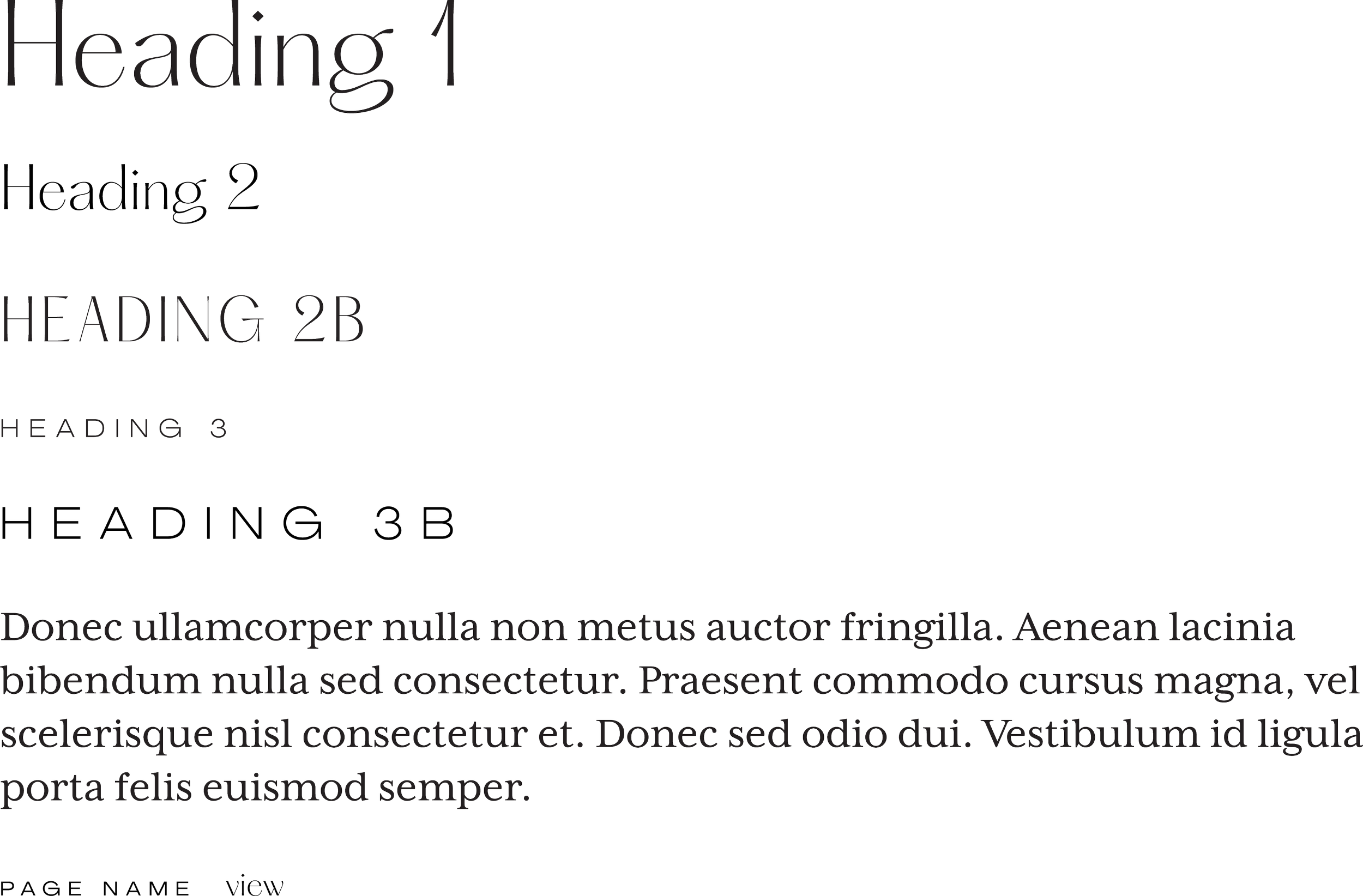 font hierarchy used in the Fairville Inn branding