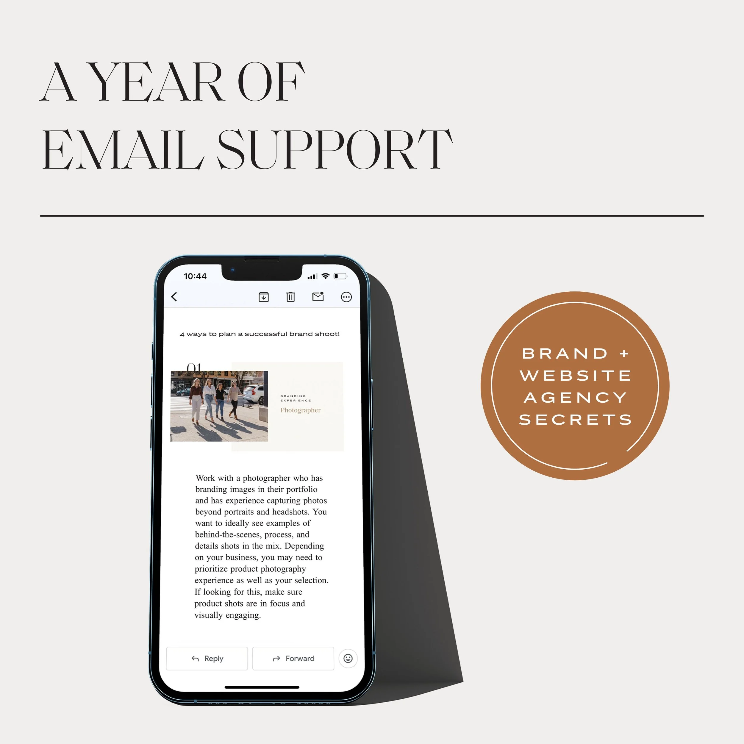 mockup of email on iPhone