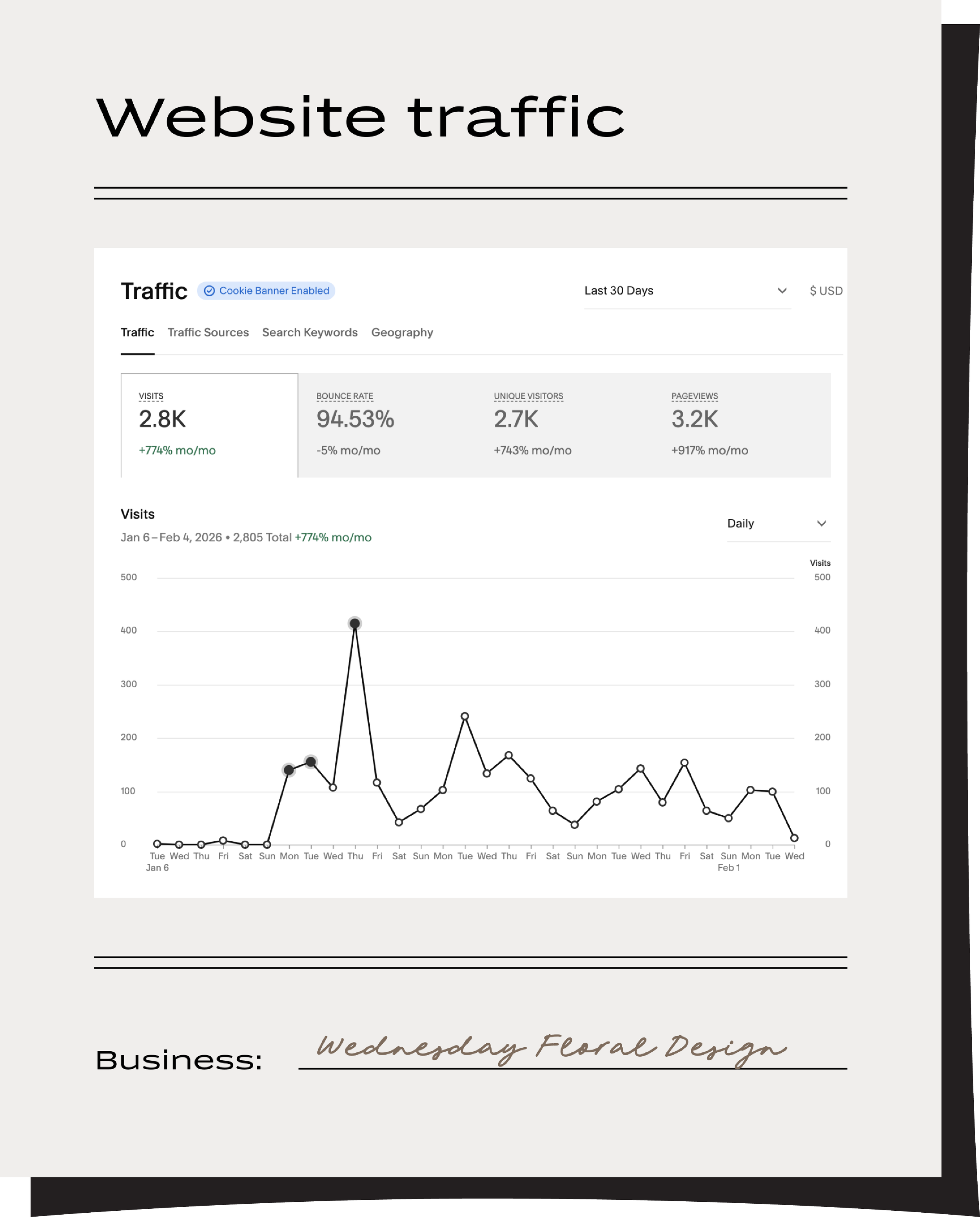 website traffic graphic with site visitors over time