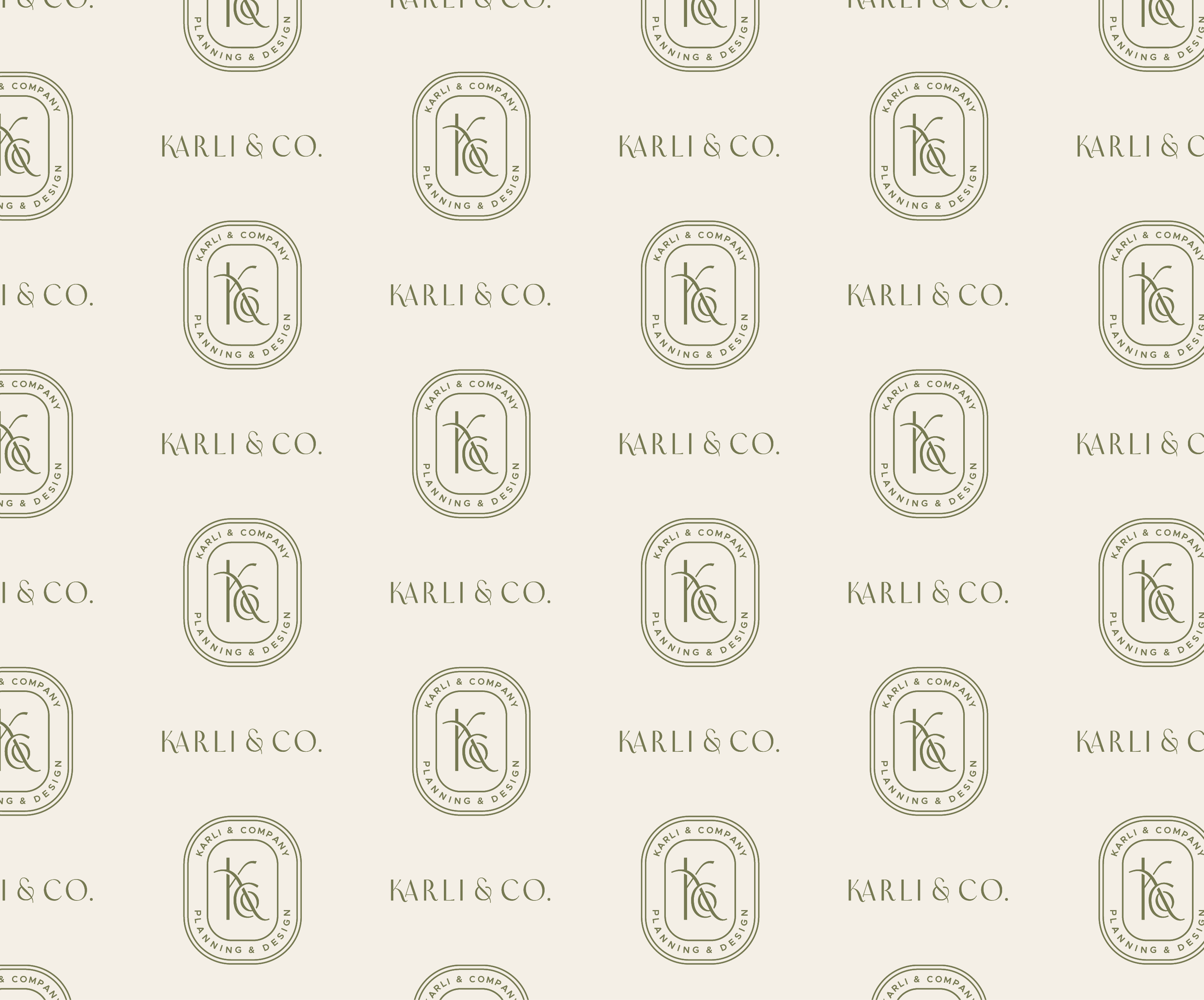 custom pattern with staggered Karli & Co. logos