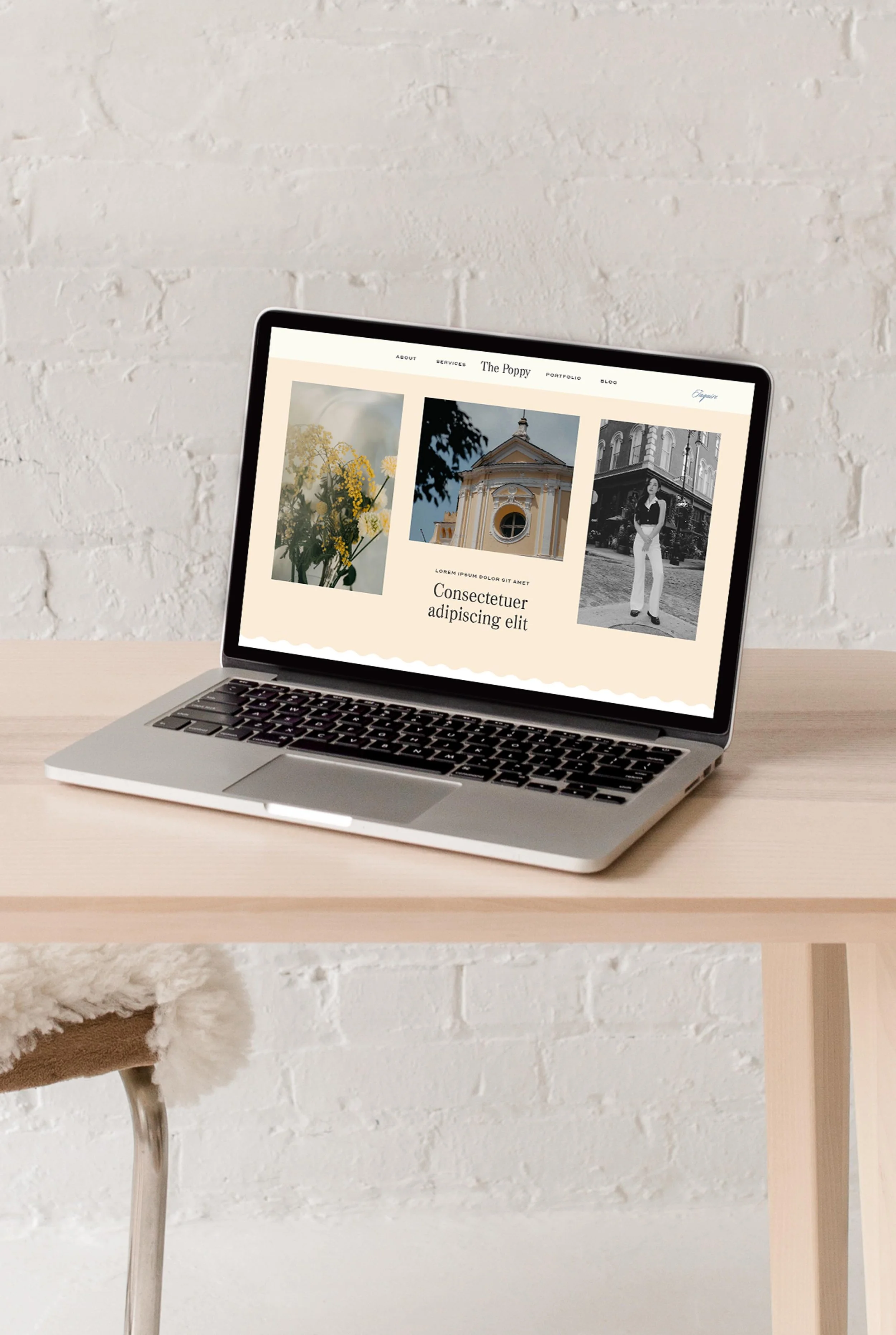 laptop displaying the hero section of the website design