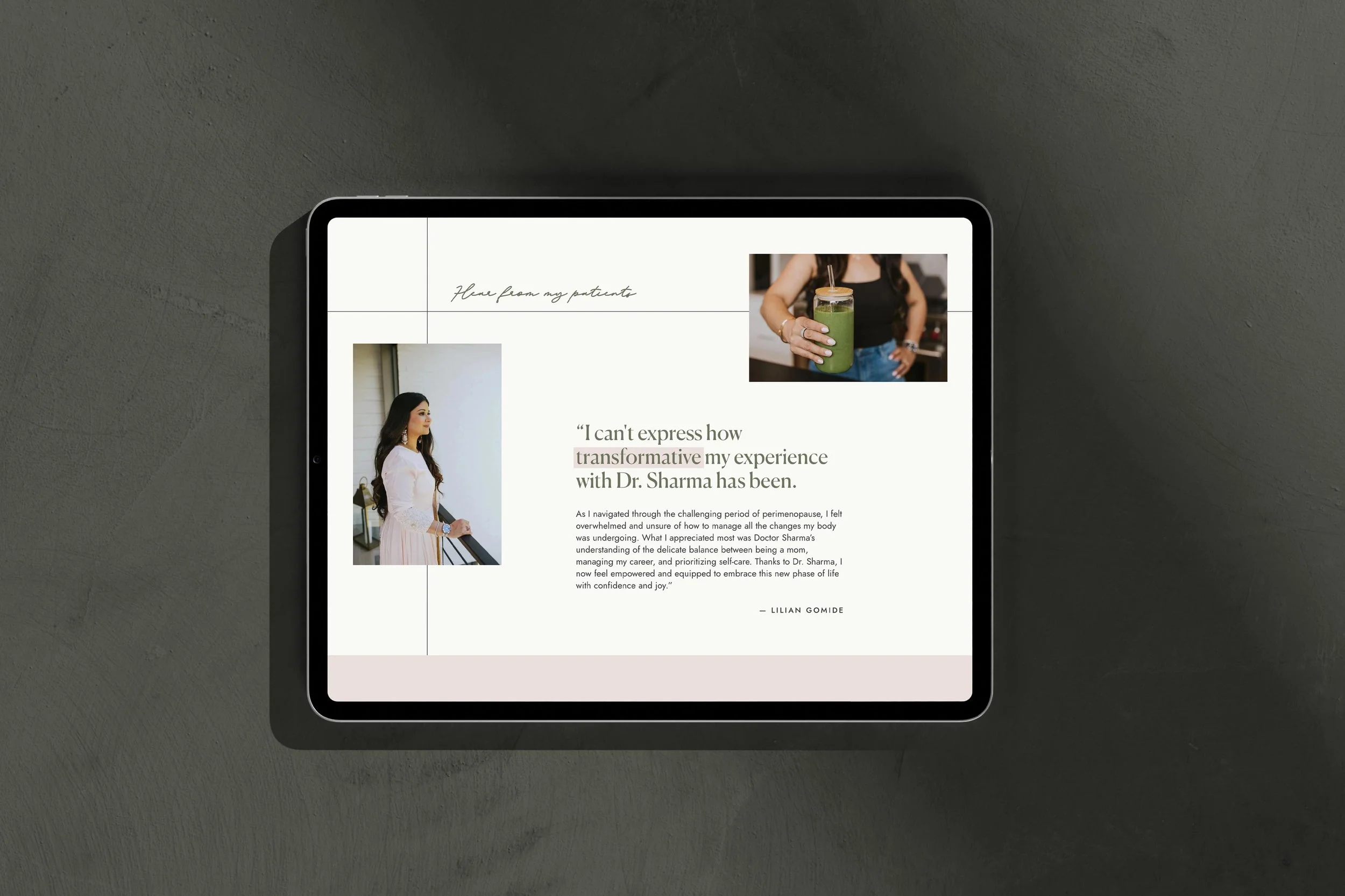 Pad displaying Weight & Metabolism's website homepage