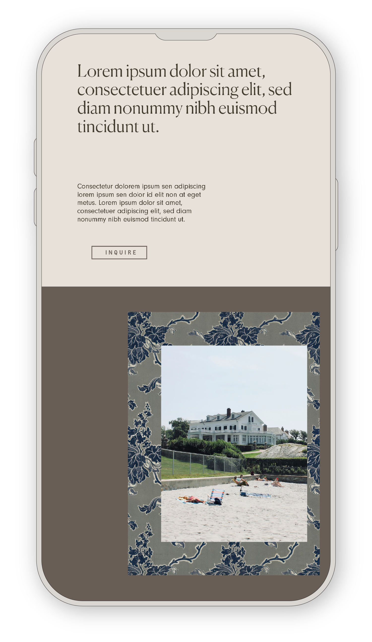 The Marina website design mobile version