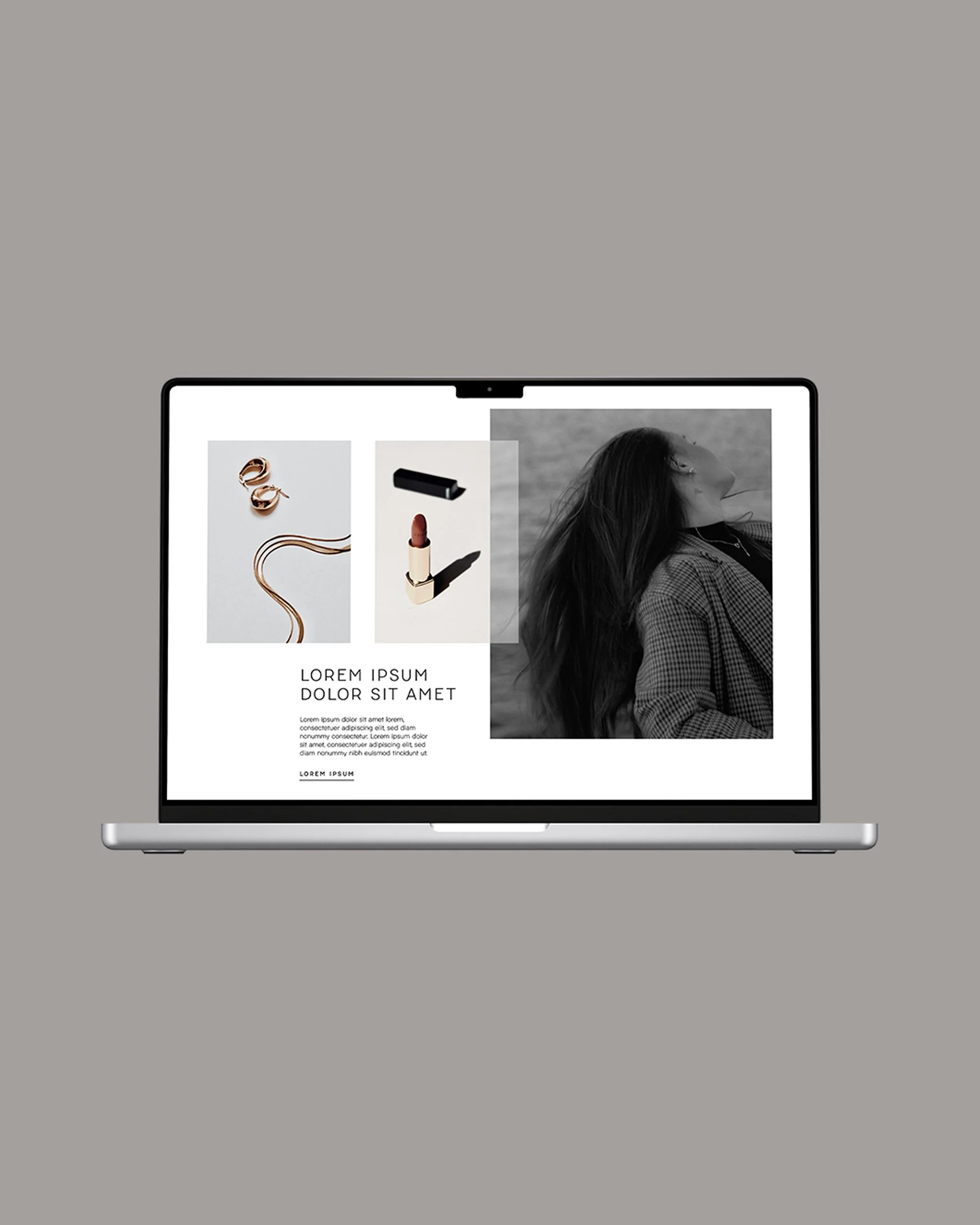 laptop displaying the overlapping image section of The Margot website design