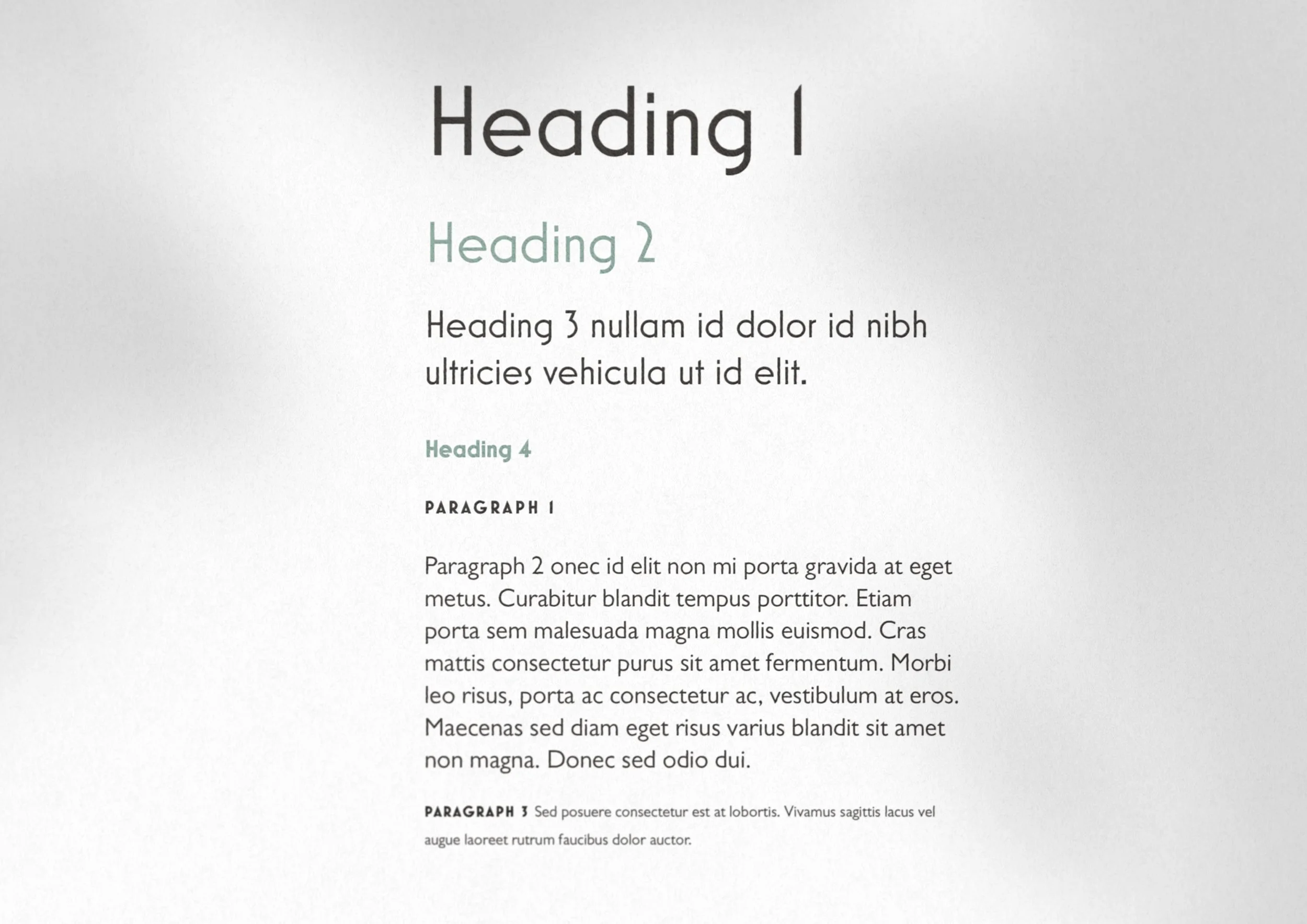 typography hierarchy of heading and paragraph styles