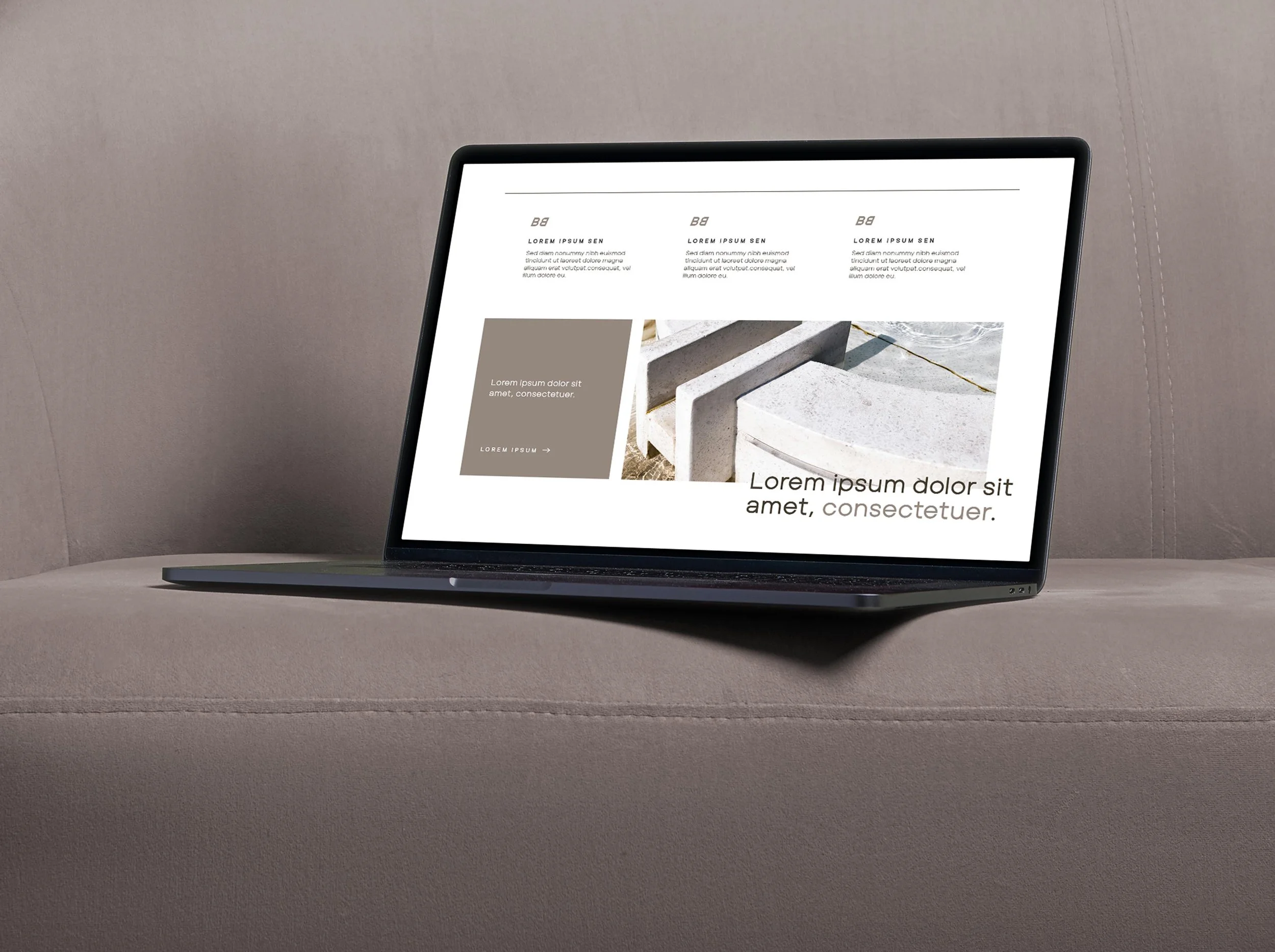 laptop displaying the services overview section of The Blair website design