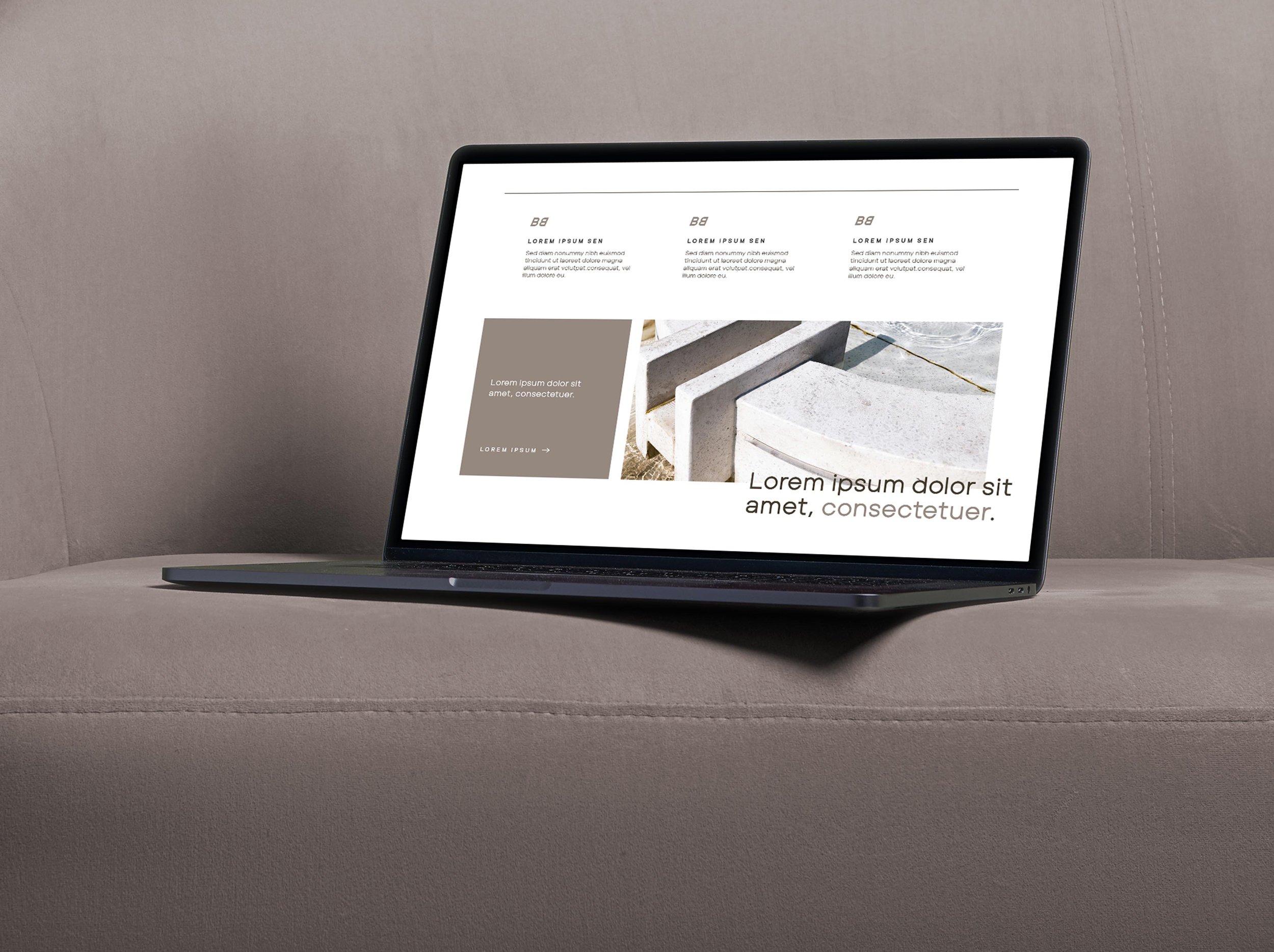laptop displaying the services overview section of The Blair website design