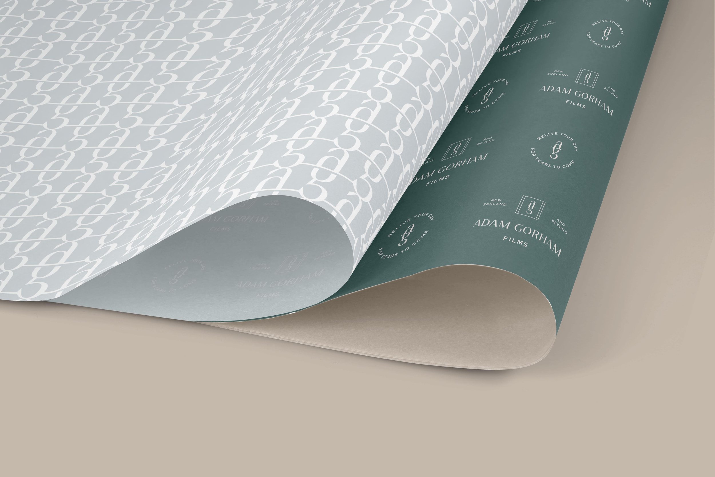 custom tissue paper with Adam Gorham Films brand patterns