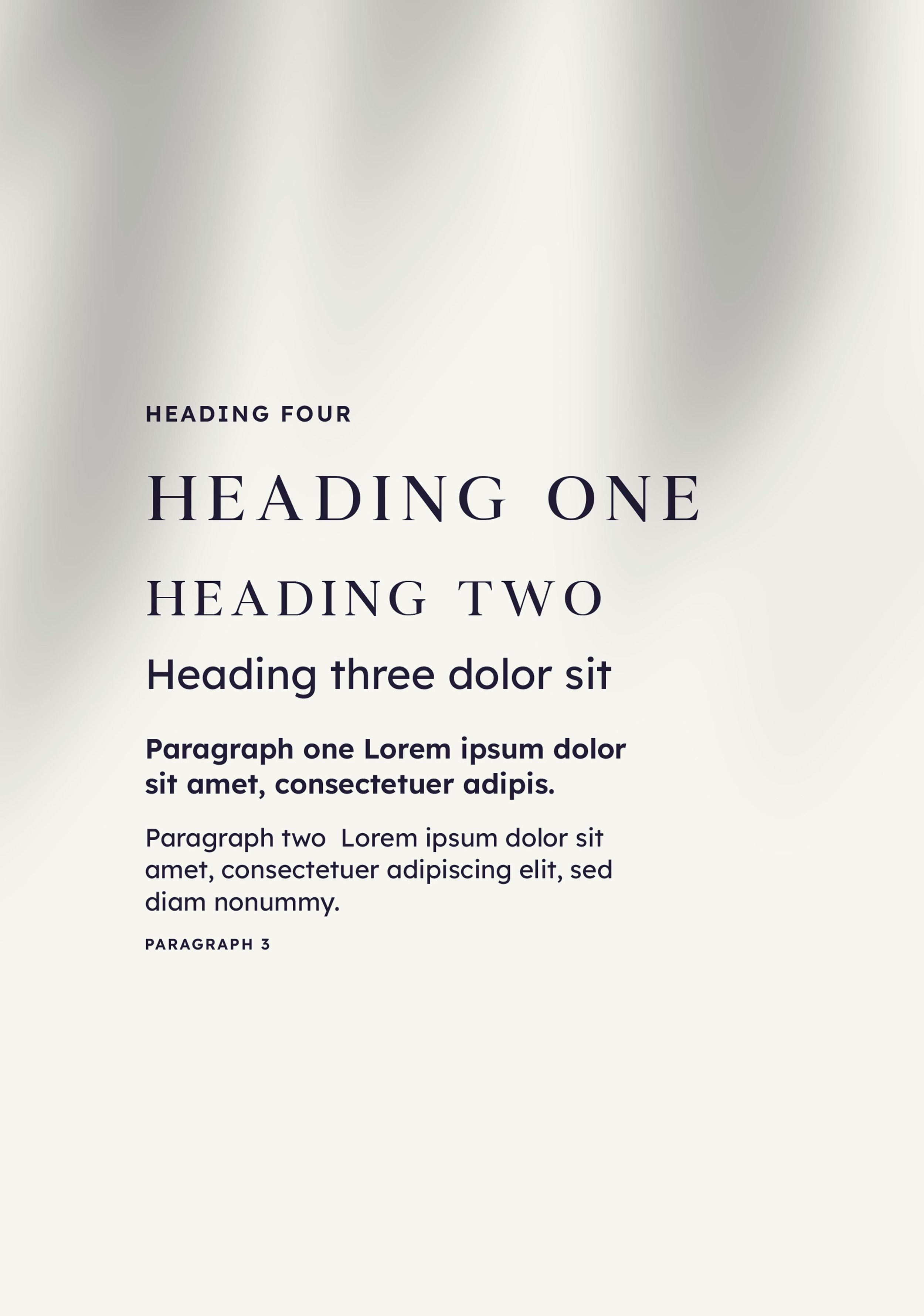 typography hierarchy with heading and paragraph font styles