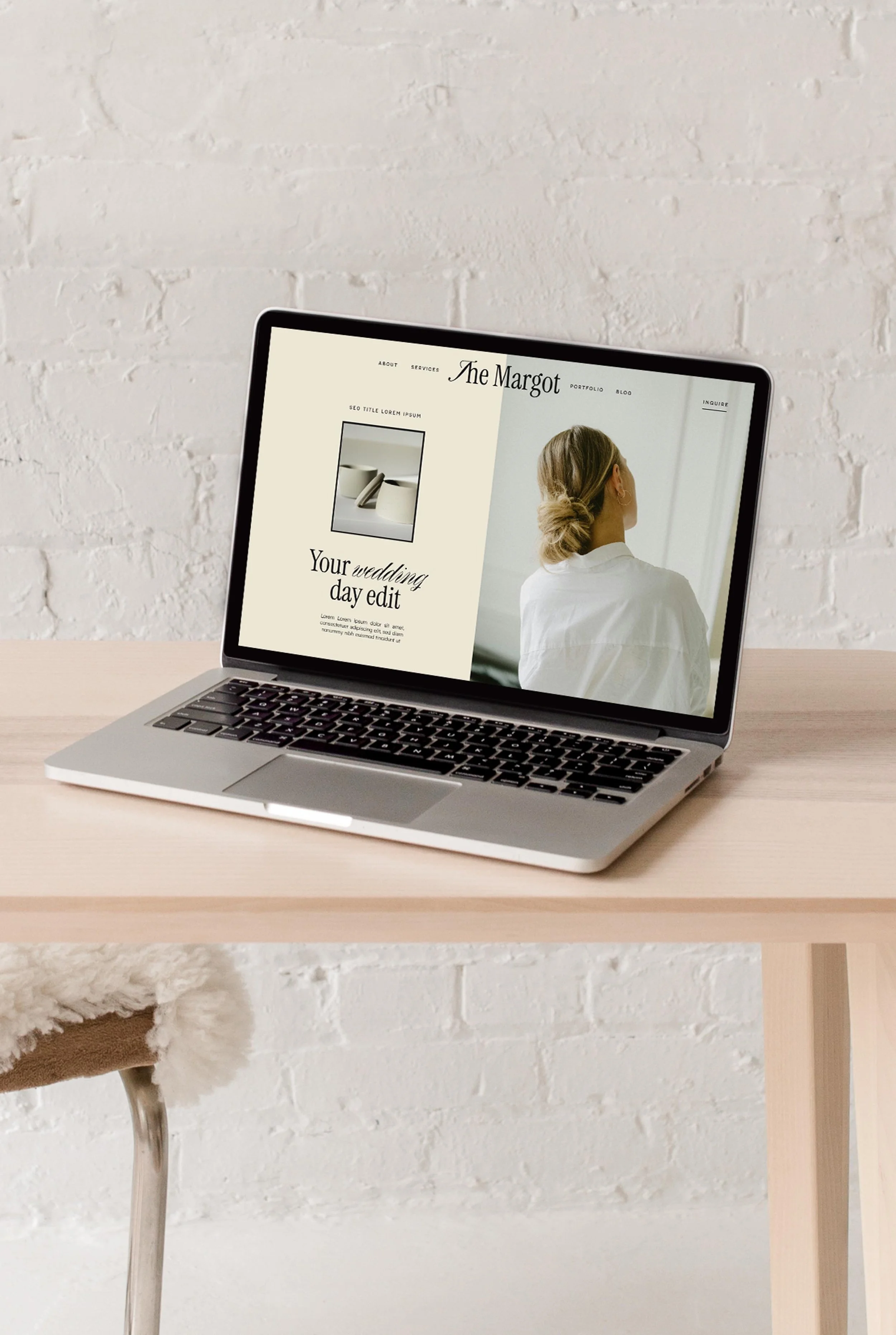 laptop displaying the hero section of The Margot website design