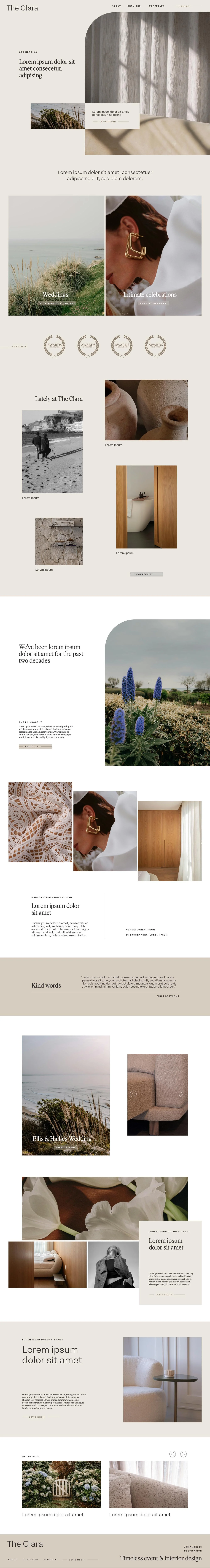 The Clara template homepage