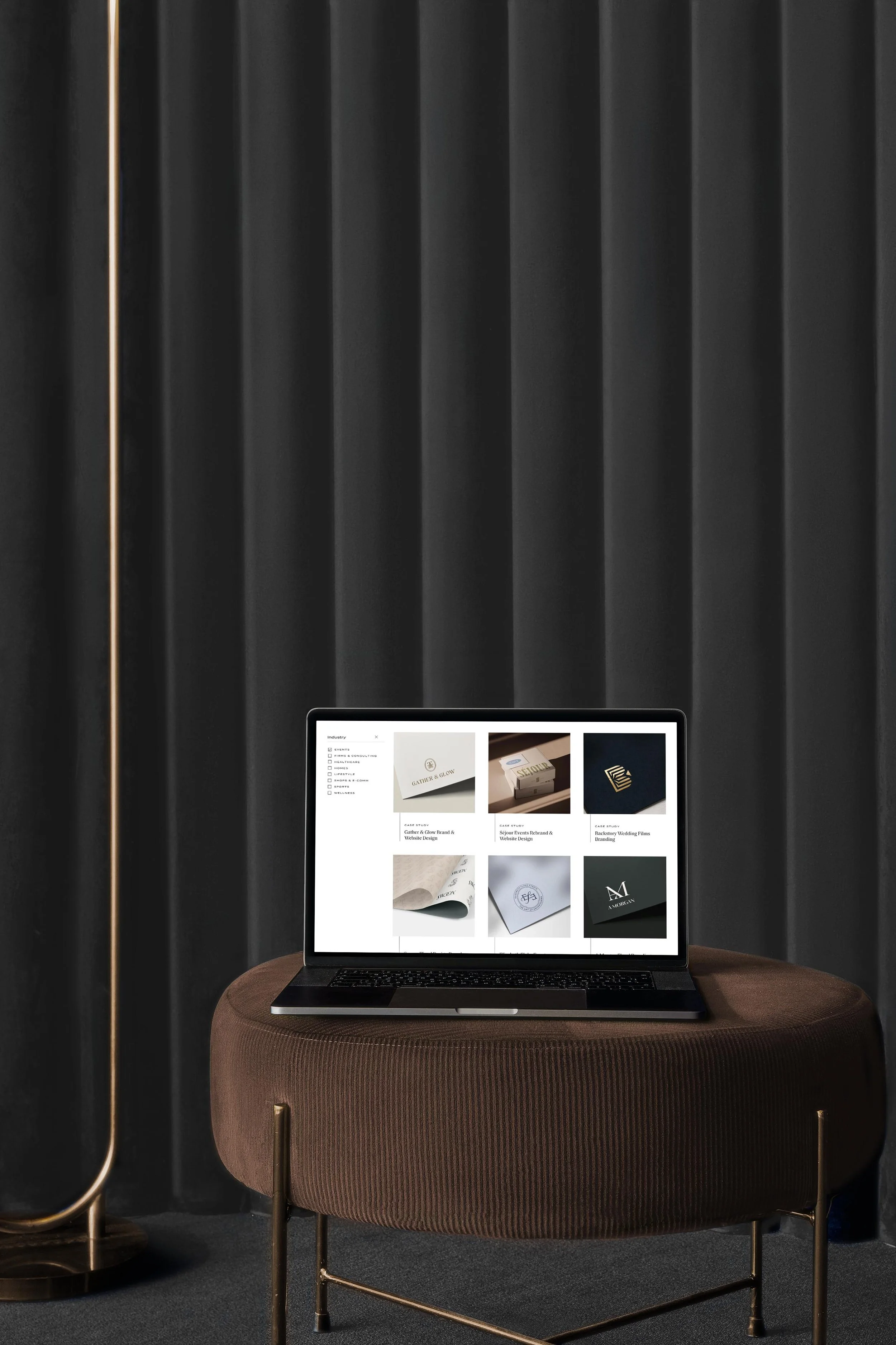 laptop showing the portfolio page on the new Creme Brands website