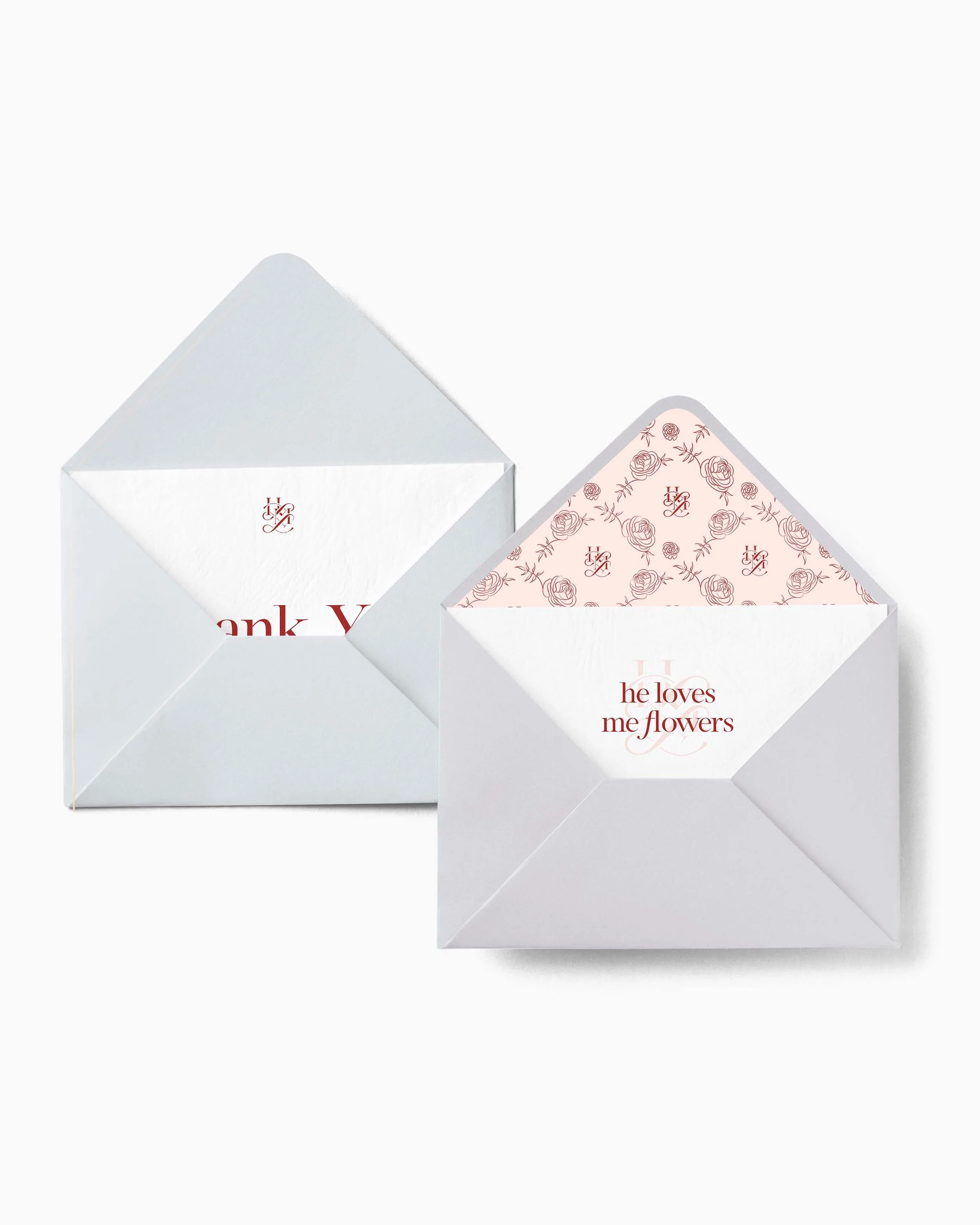 He Loves Me Flowers stationery suite
