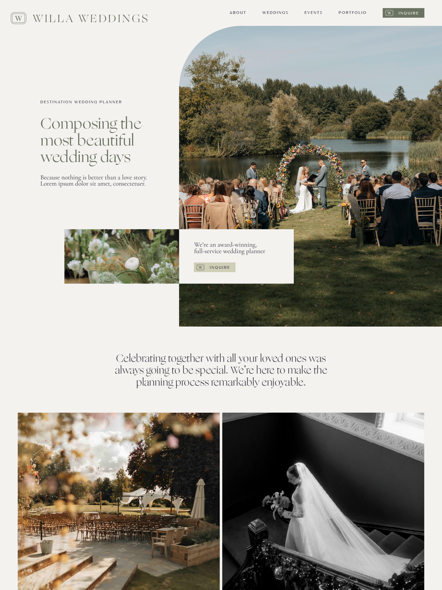 Willa Weddings website design using The Clara framework